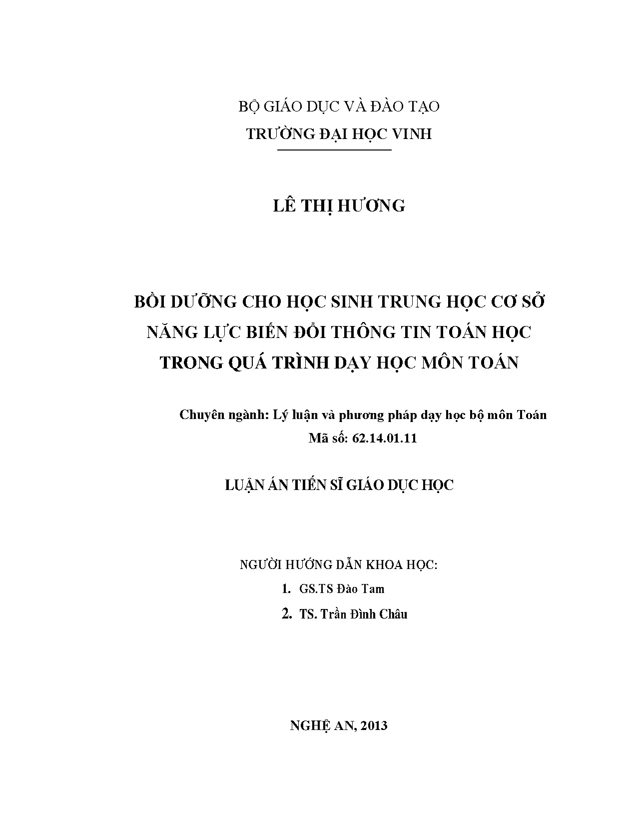 Bồi dưỡng cho học sinh trung học cơ sở năng lực biến đổi thô