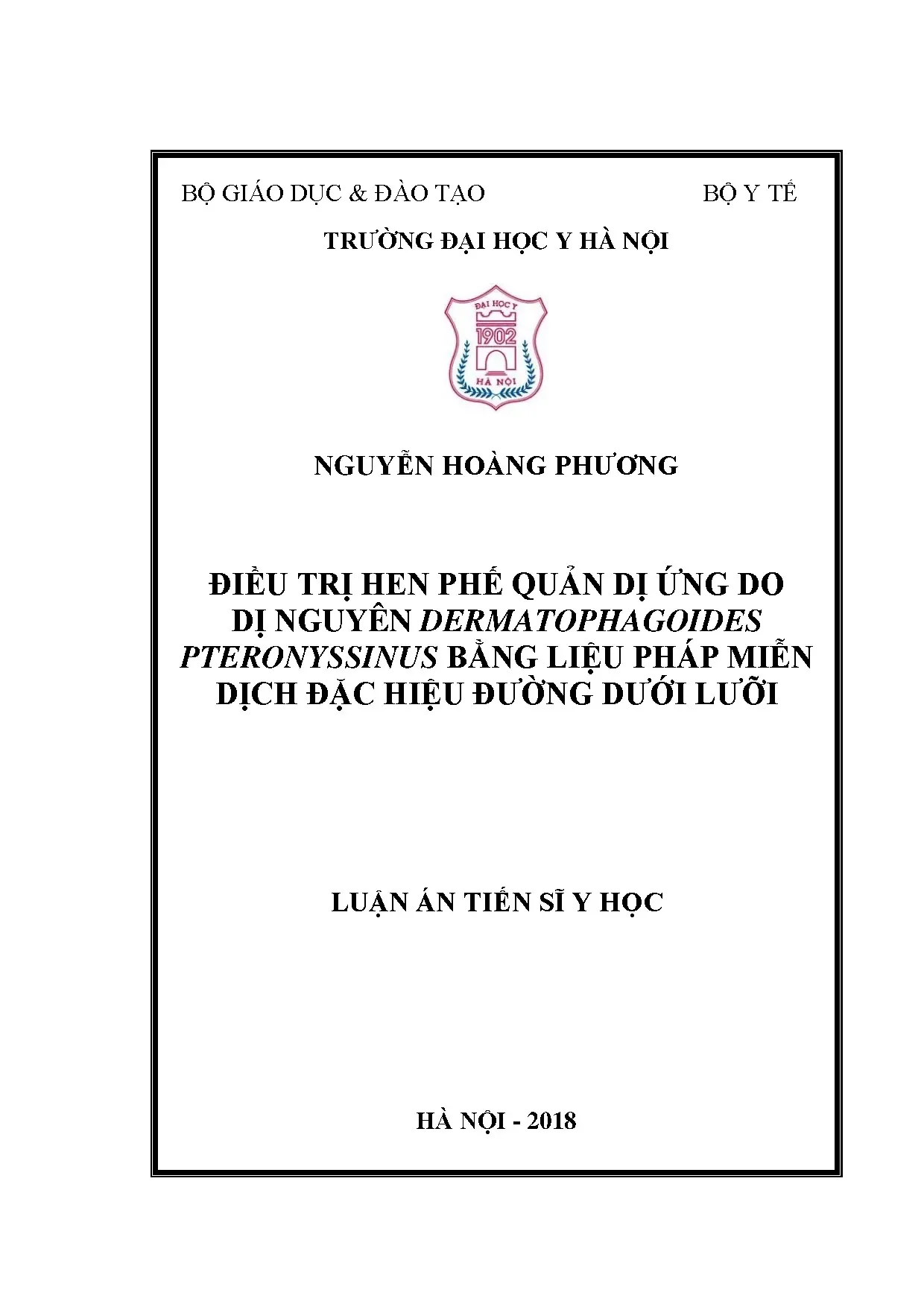 Điều trị hen phế quản dị ứng mạt bụi bằng miễn dịch dưới lưỡi