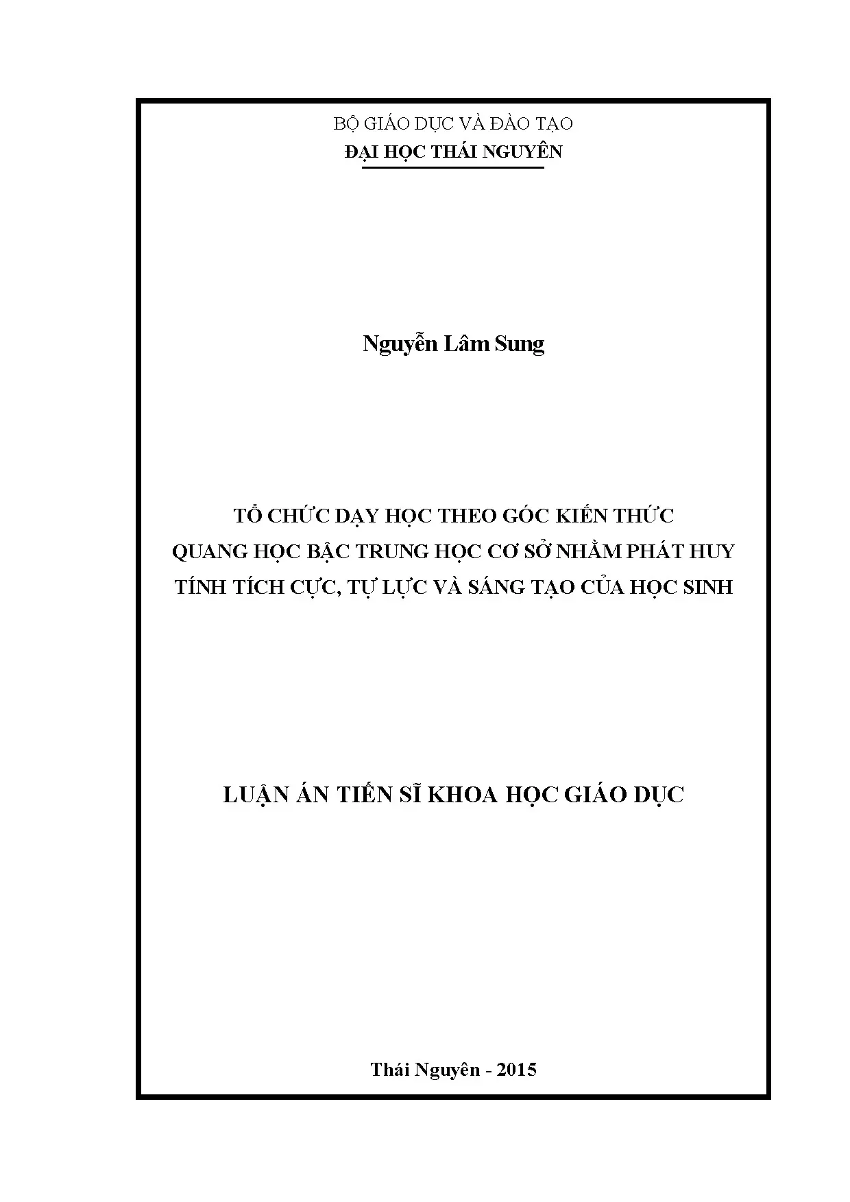 Tổ chức dạy học theo góc kiến thức quang học bậc trung học c