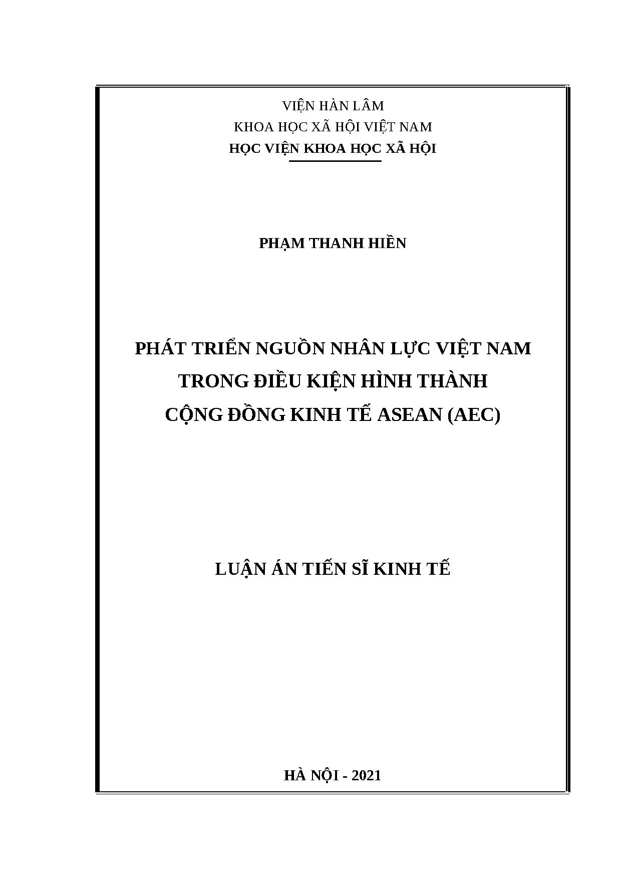 Luận án tiến sỹ phát triển nguồn nhân lực việt nam trong điề