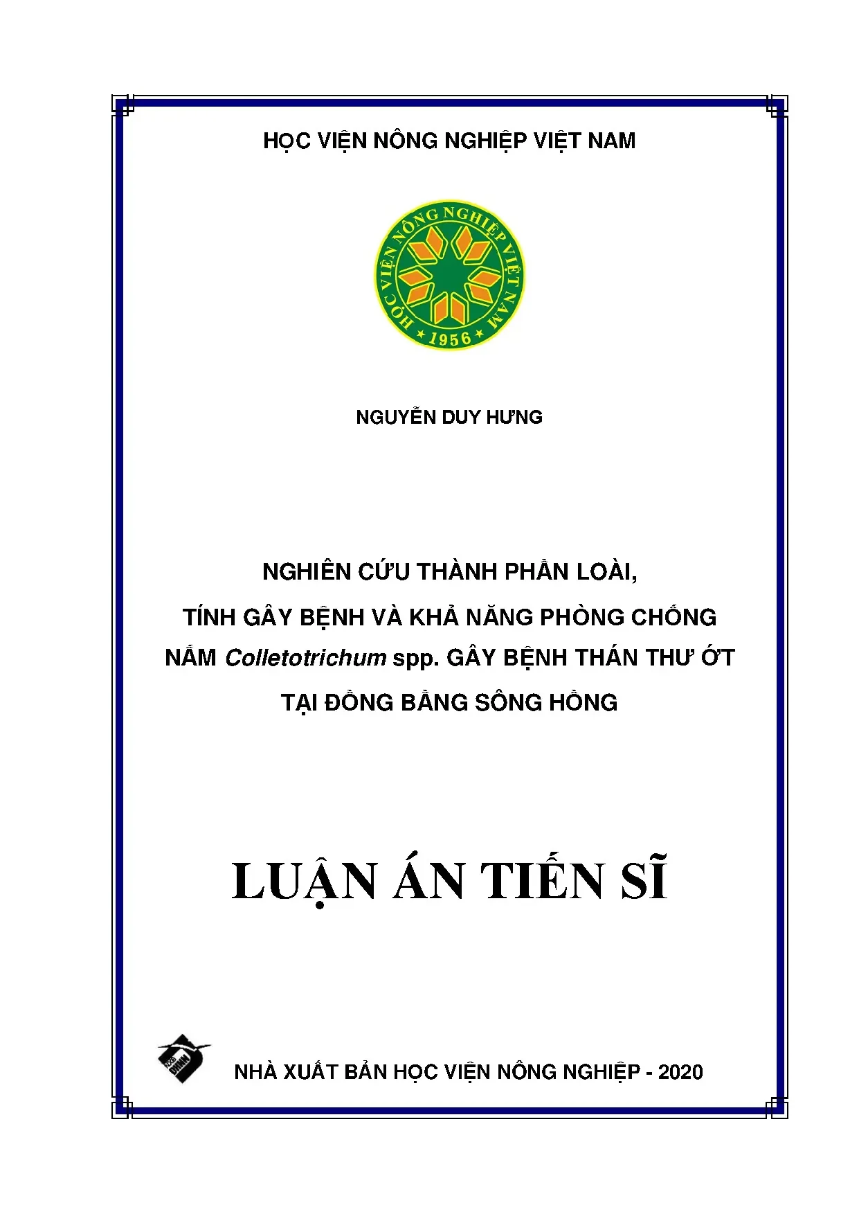 Nghiên cứu nấm Colletotrichum gây thán thư ớt và phòng chống