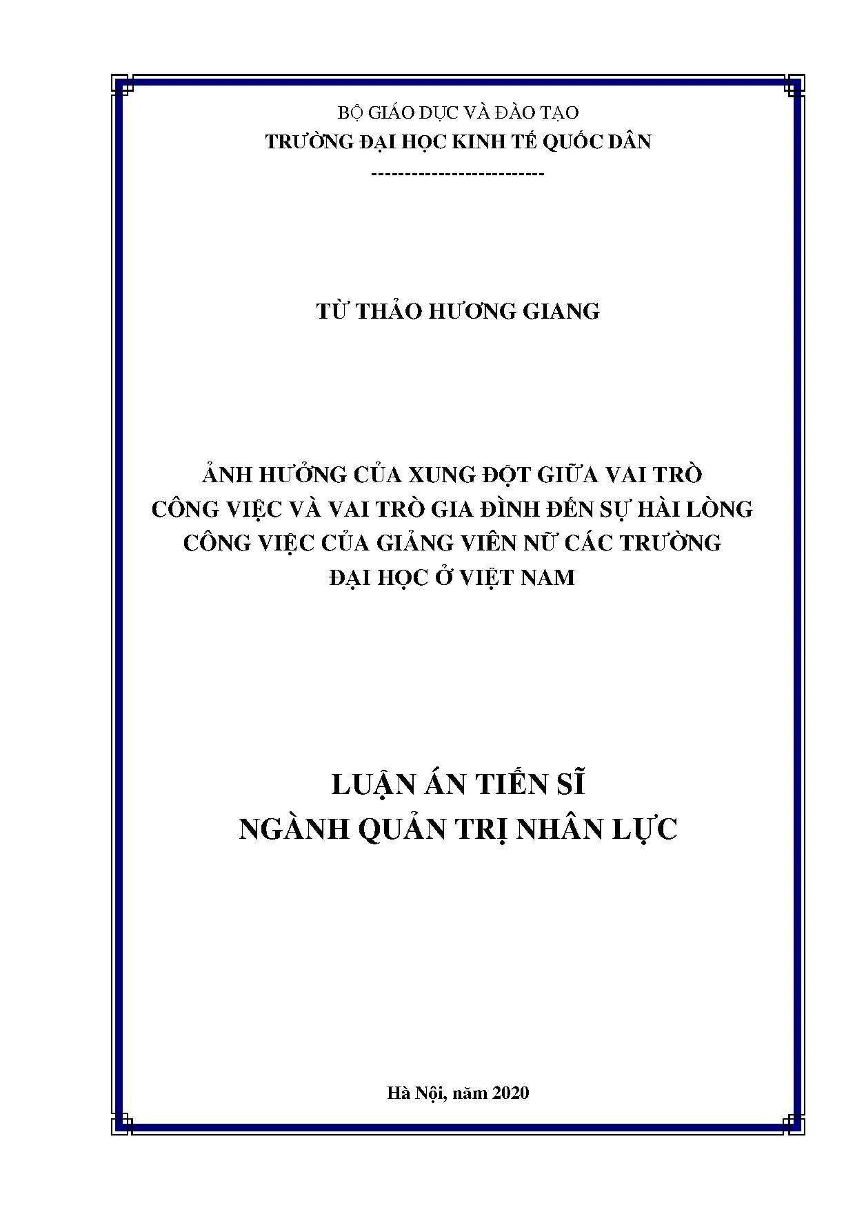 Ảnh hưởng xung đột vai trò đến hài lòng công việc giảng viên nữ