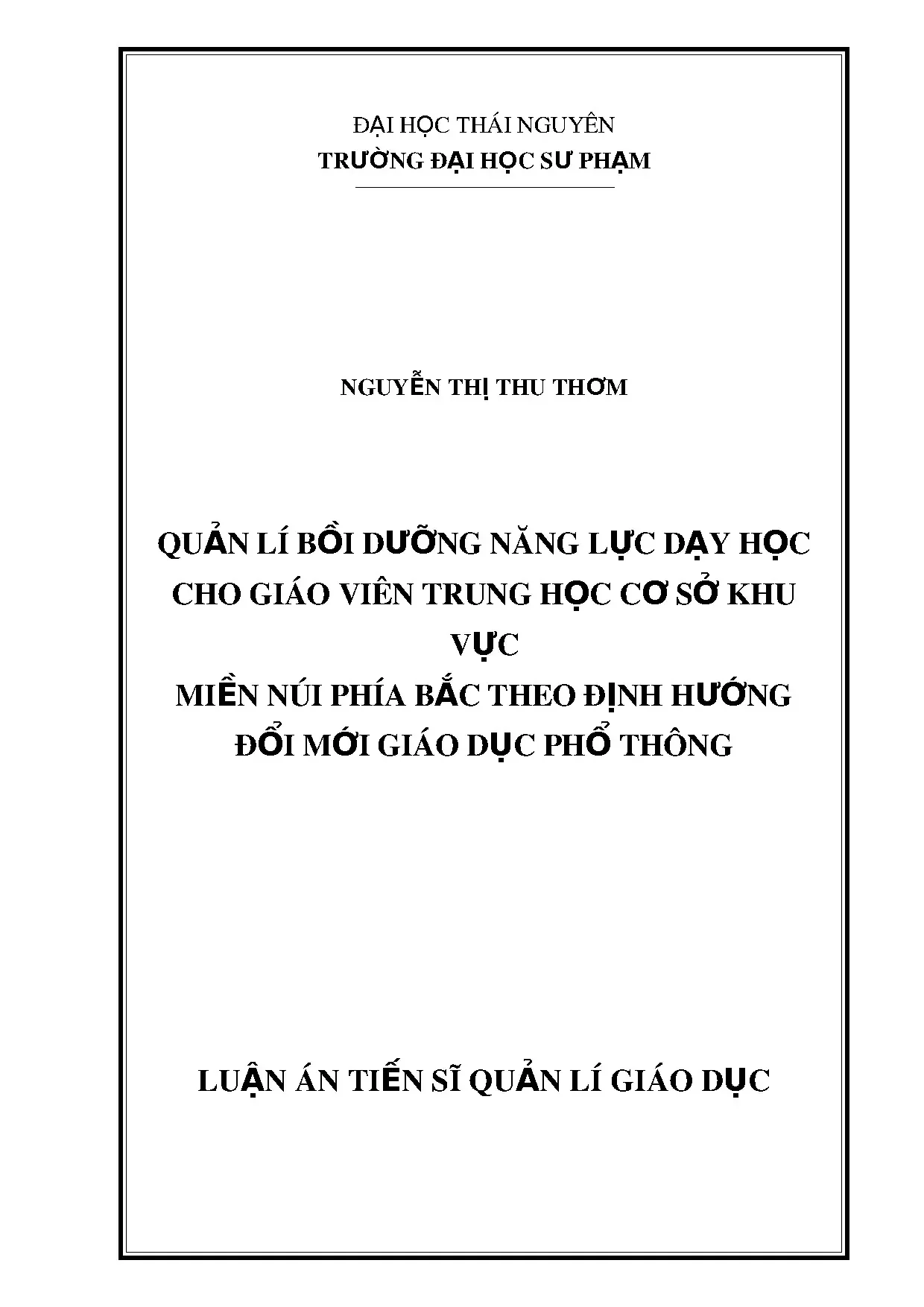 Luận án tiến sĩ quản lí giáo dục quản lí bồi dưỡng năng lực