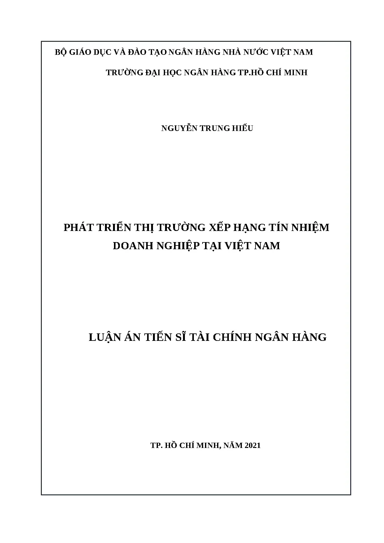 Luận án tiến sỹ phát triển thị trường xếp hạng tín nhiệm doa
