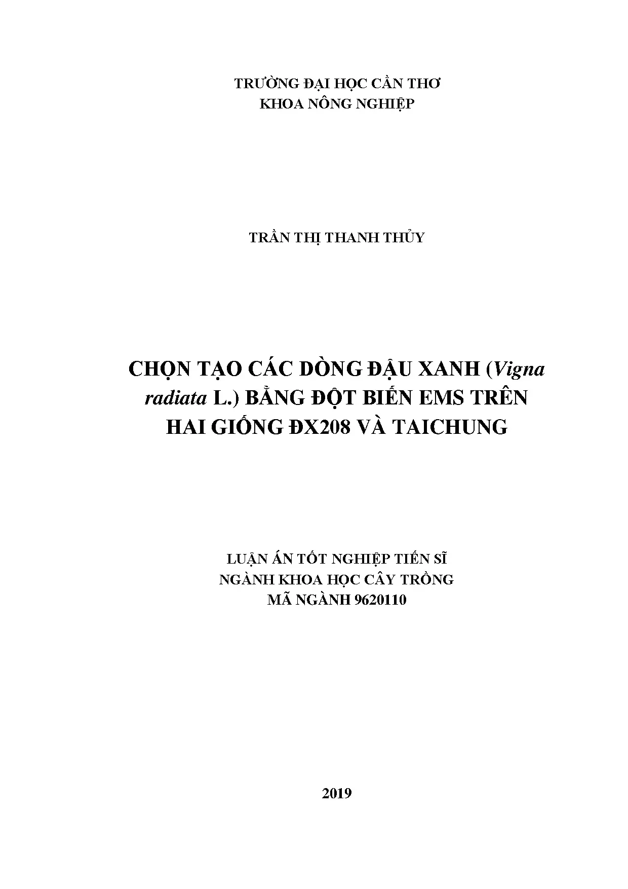 Đột biến EMS chọn tạo giống đậu xanh (Vigna radiata L.)