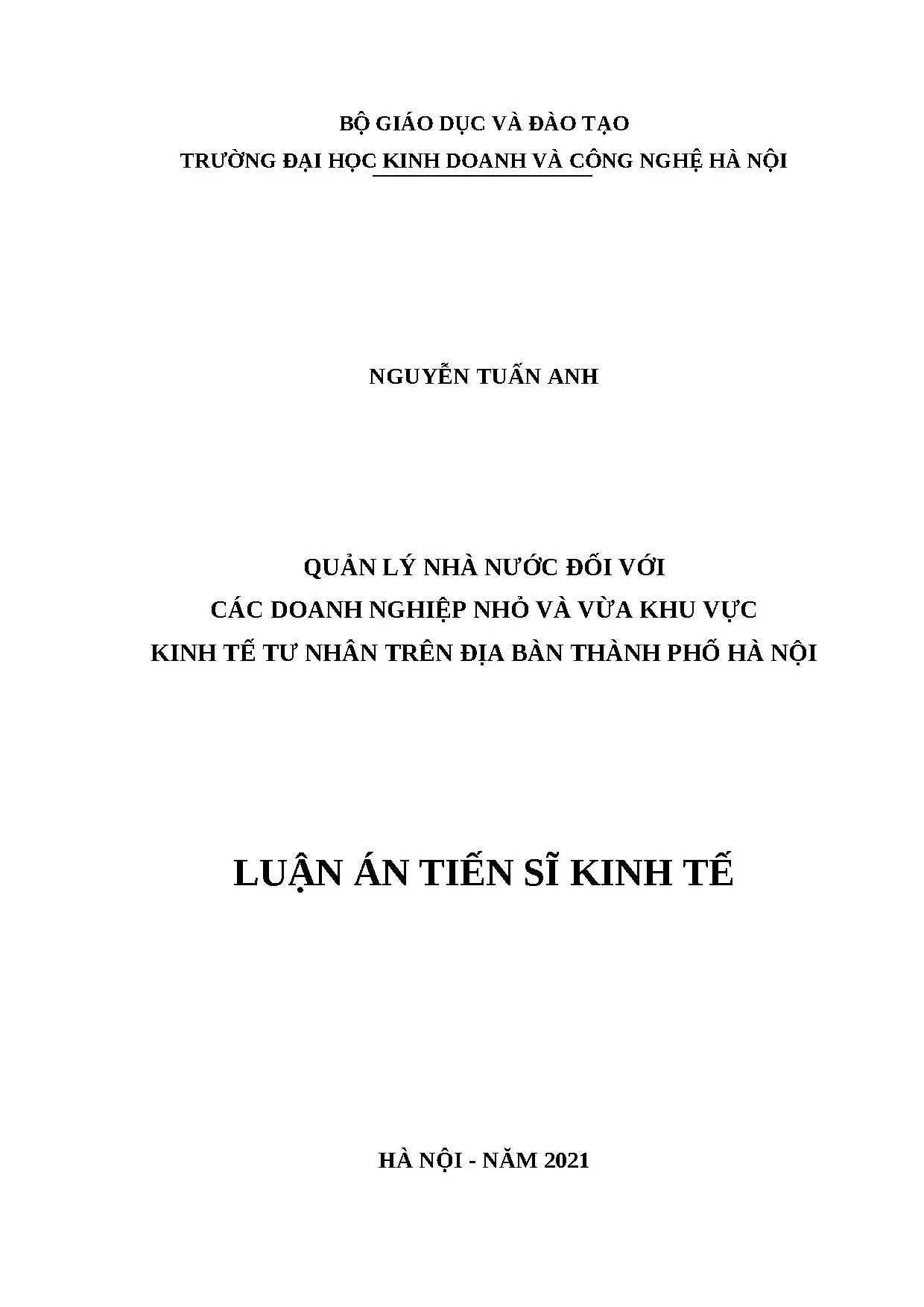 Luận án tiến sỹ quản lý nhà nước đối với các doanh nghiệp nh