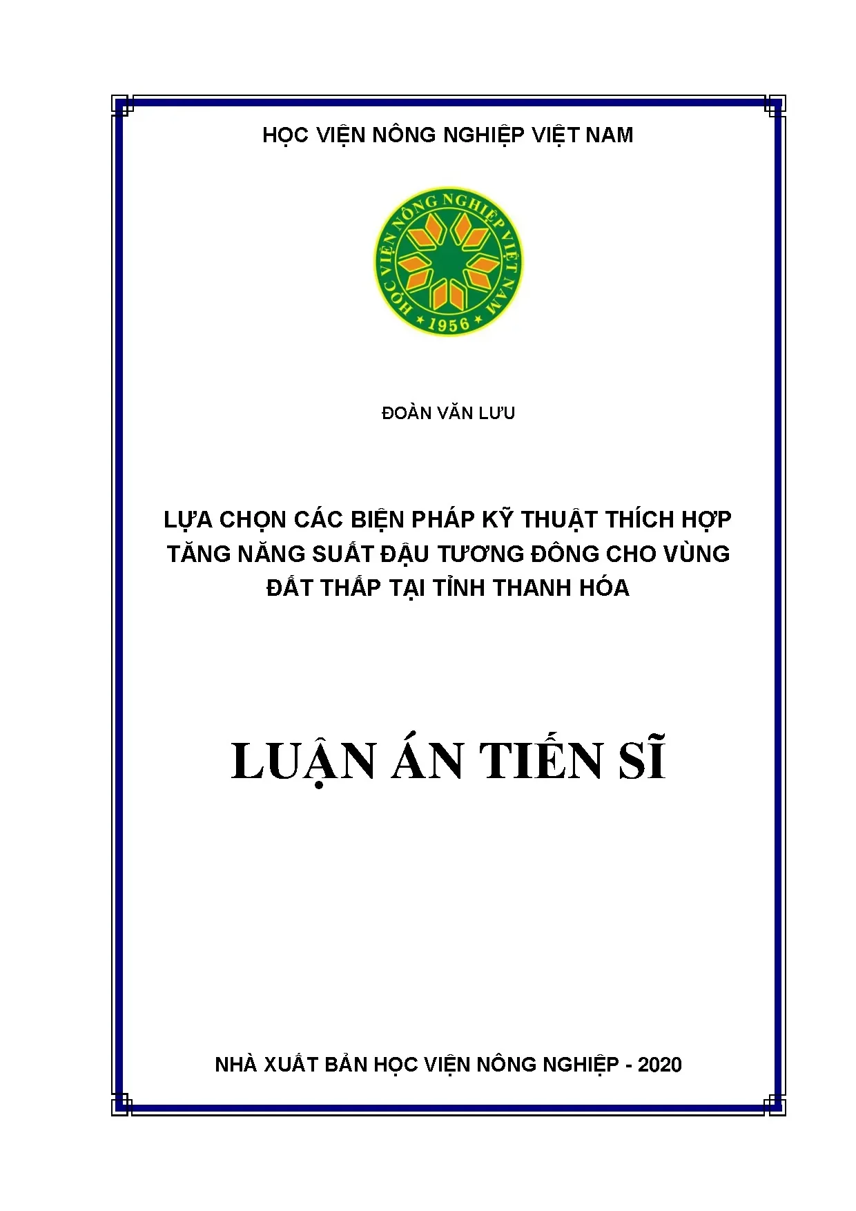 Tăng năng suất đậu tương đông vùng đất thấp Thanh Hóa
