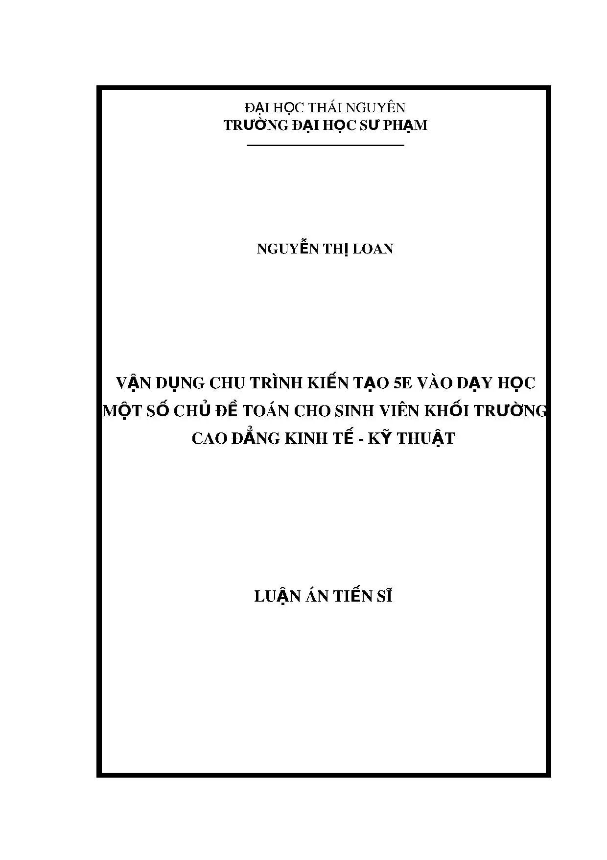 Vận dụng 5E dạy học Toán cho SV cao đẳng Kinh tế Kỹ thuật