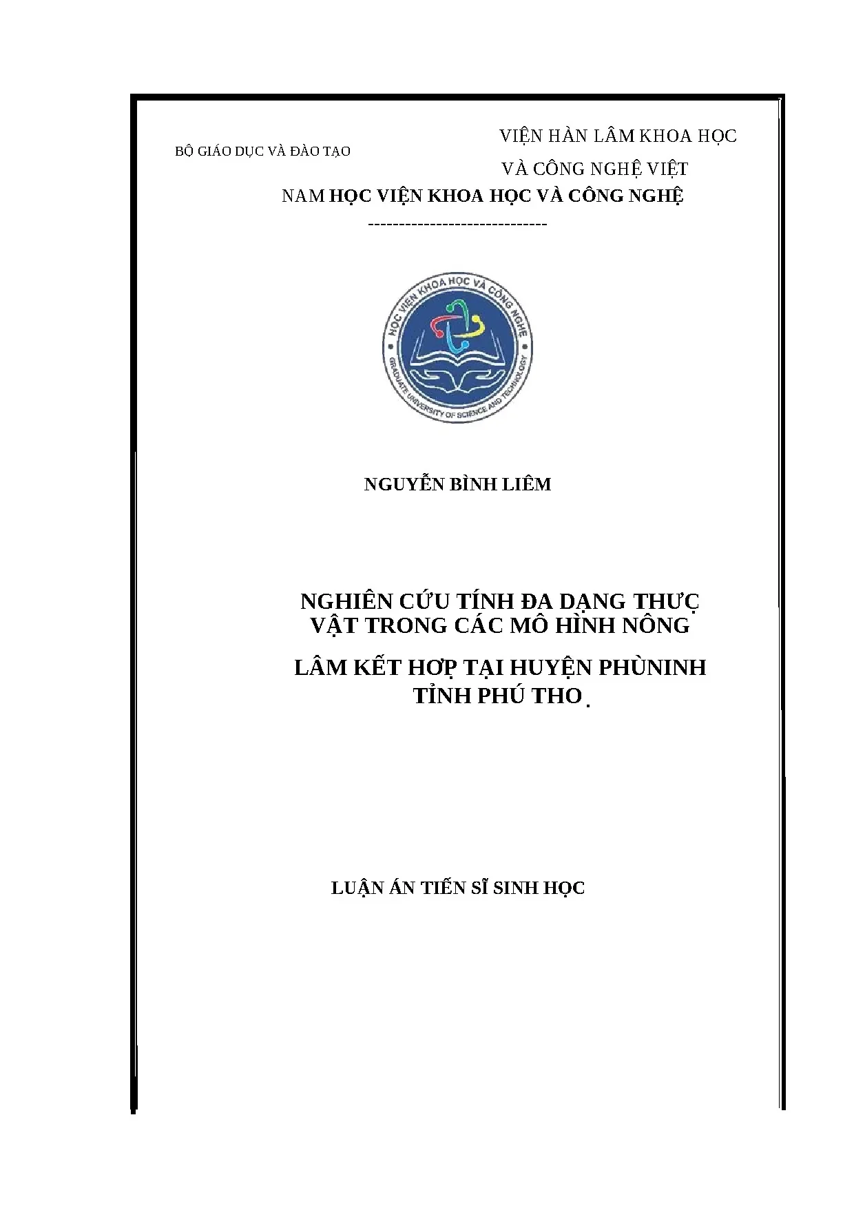 Luận án tiến sĩ nghiên cứu tính đa dạng thực vật trong các m