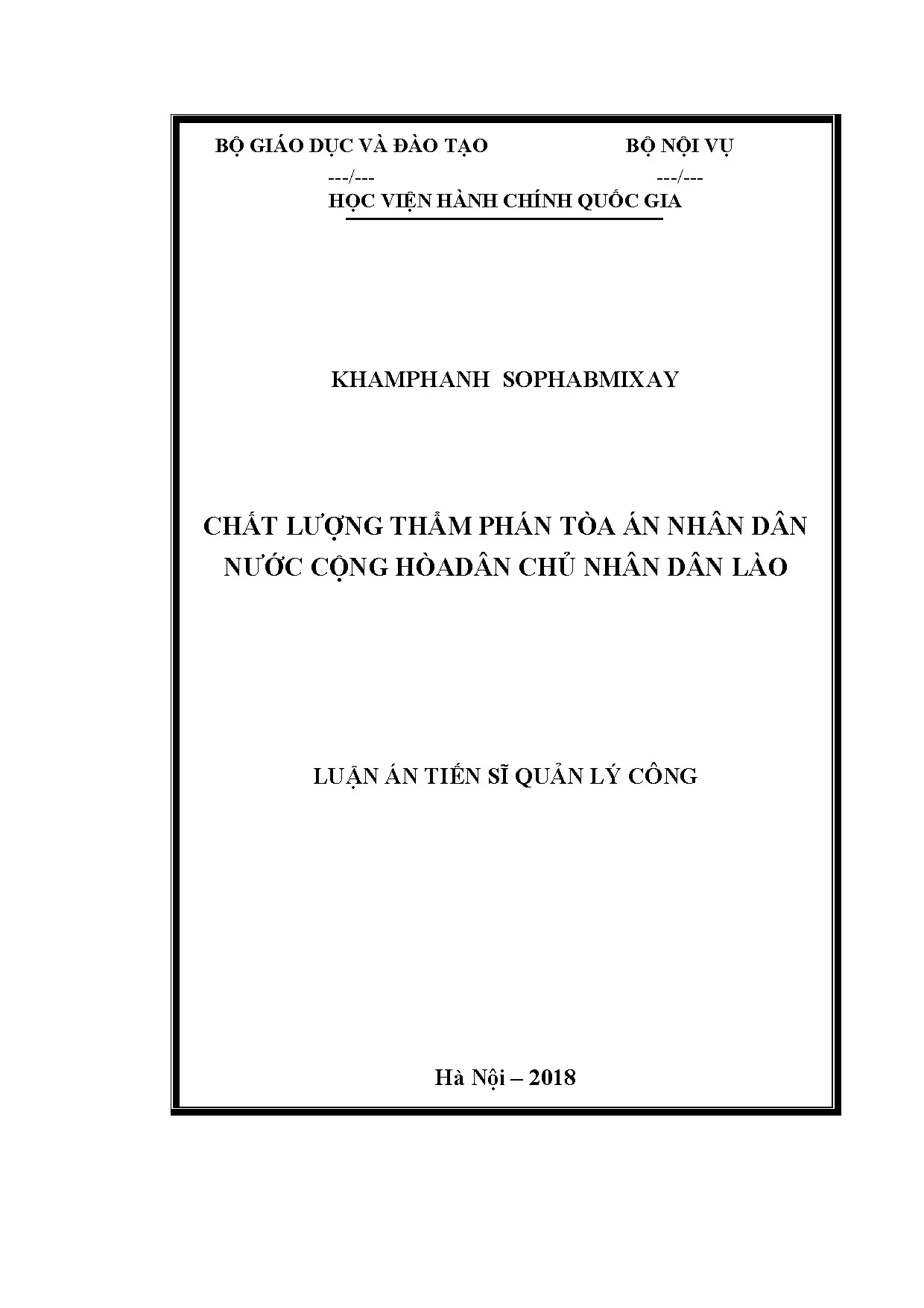 Nâng cao chất lượng thẩm phán TAND Lào trong quản lý công