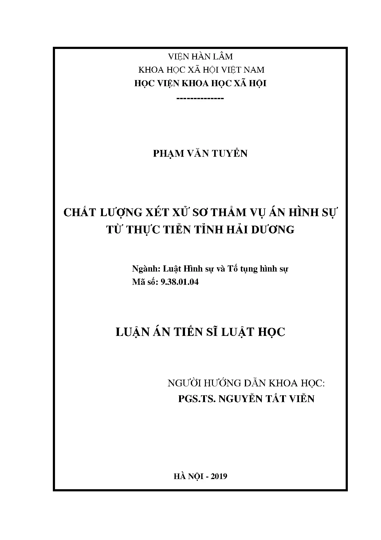 Chất lượng xét xử sơ thẩm án hình sự thực tiễn Hải Dương