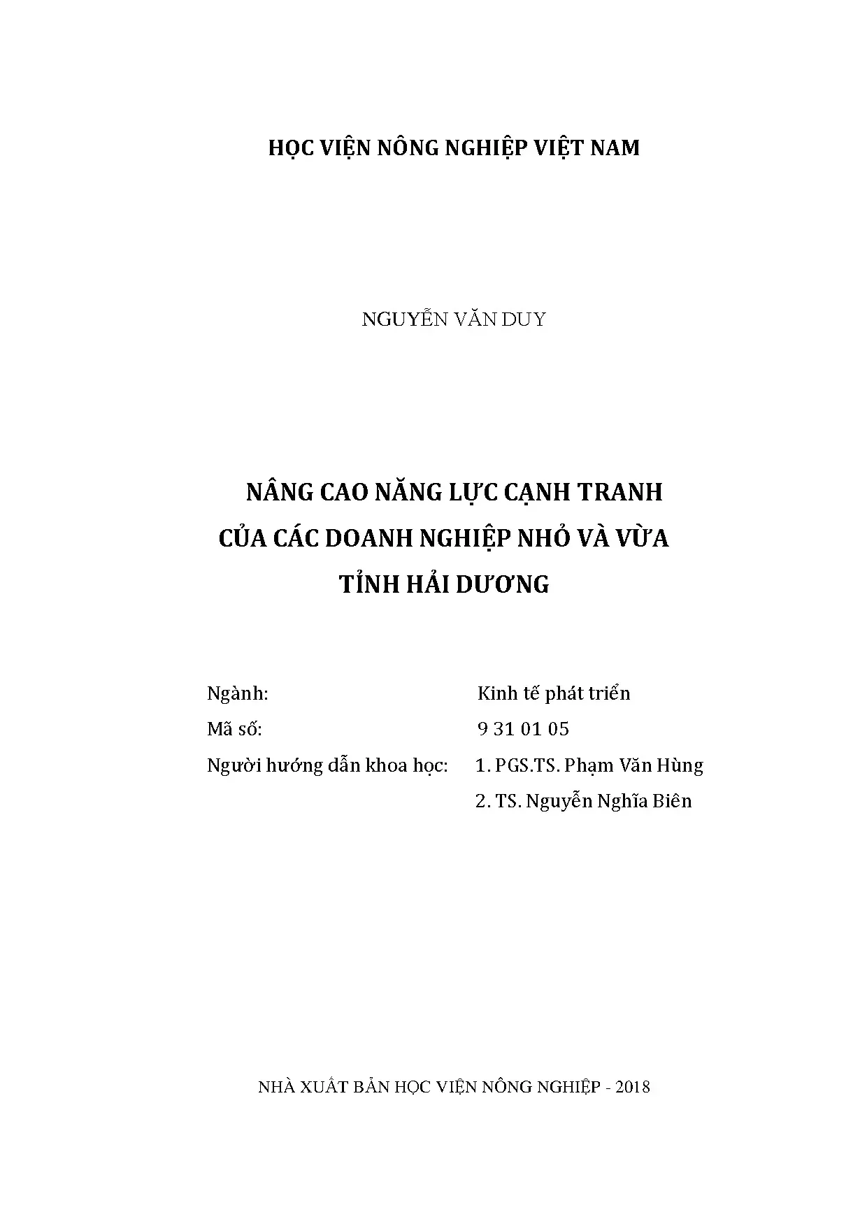 Nâng cao NLCT của DNNVV tỉnh Hải Dương - Luận án TS