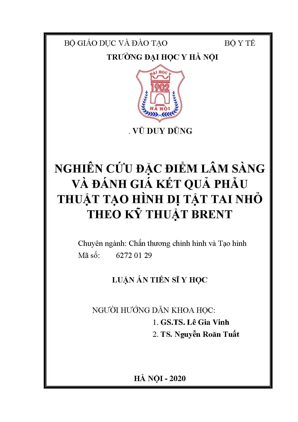 Đánh giá phẫu thuật tạo hình tai nhỏ Brent: Đặc điểm lâm sàng