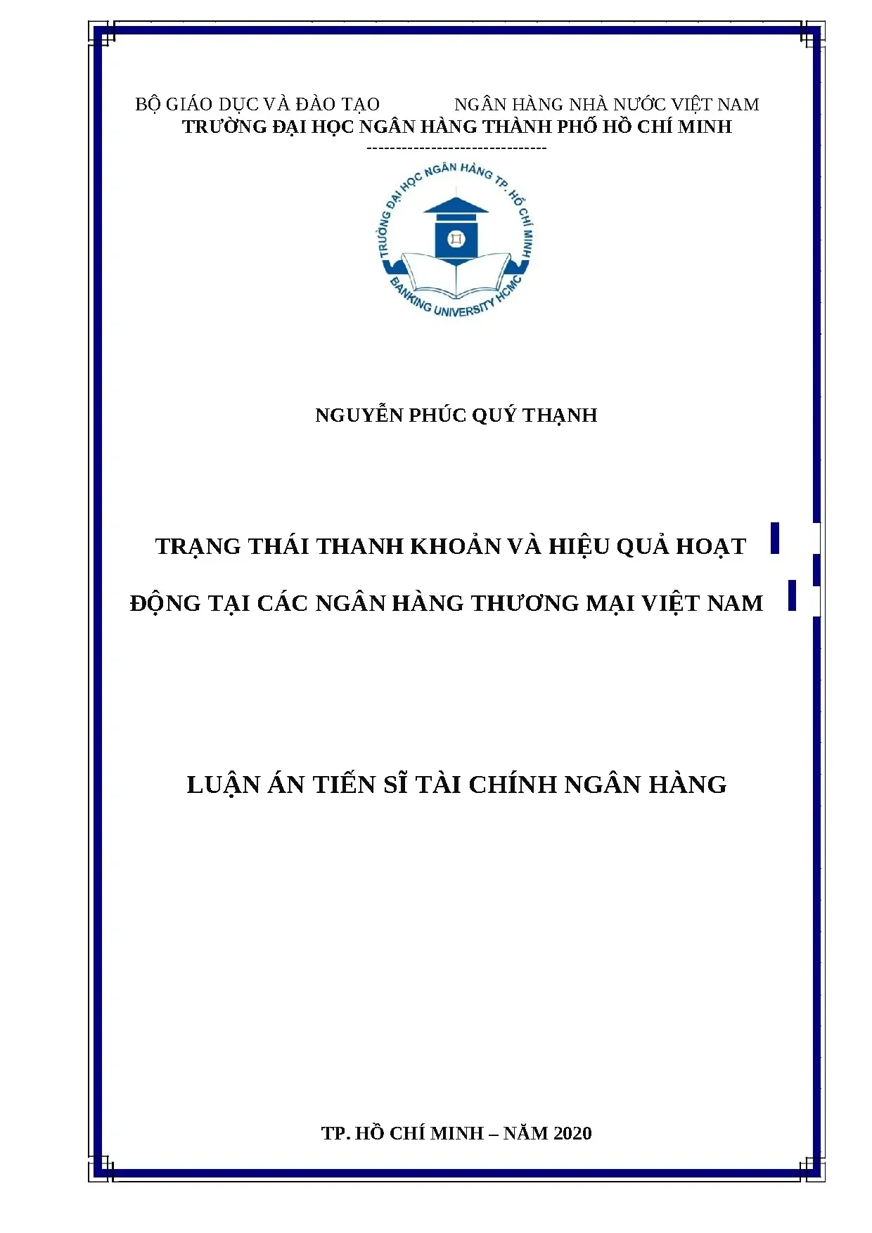 Trạng thái thanh khoản và hiệu quả hoạt động NHTM Việt Nam