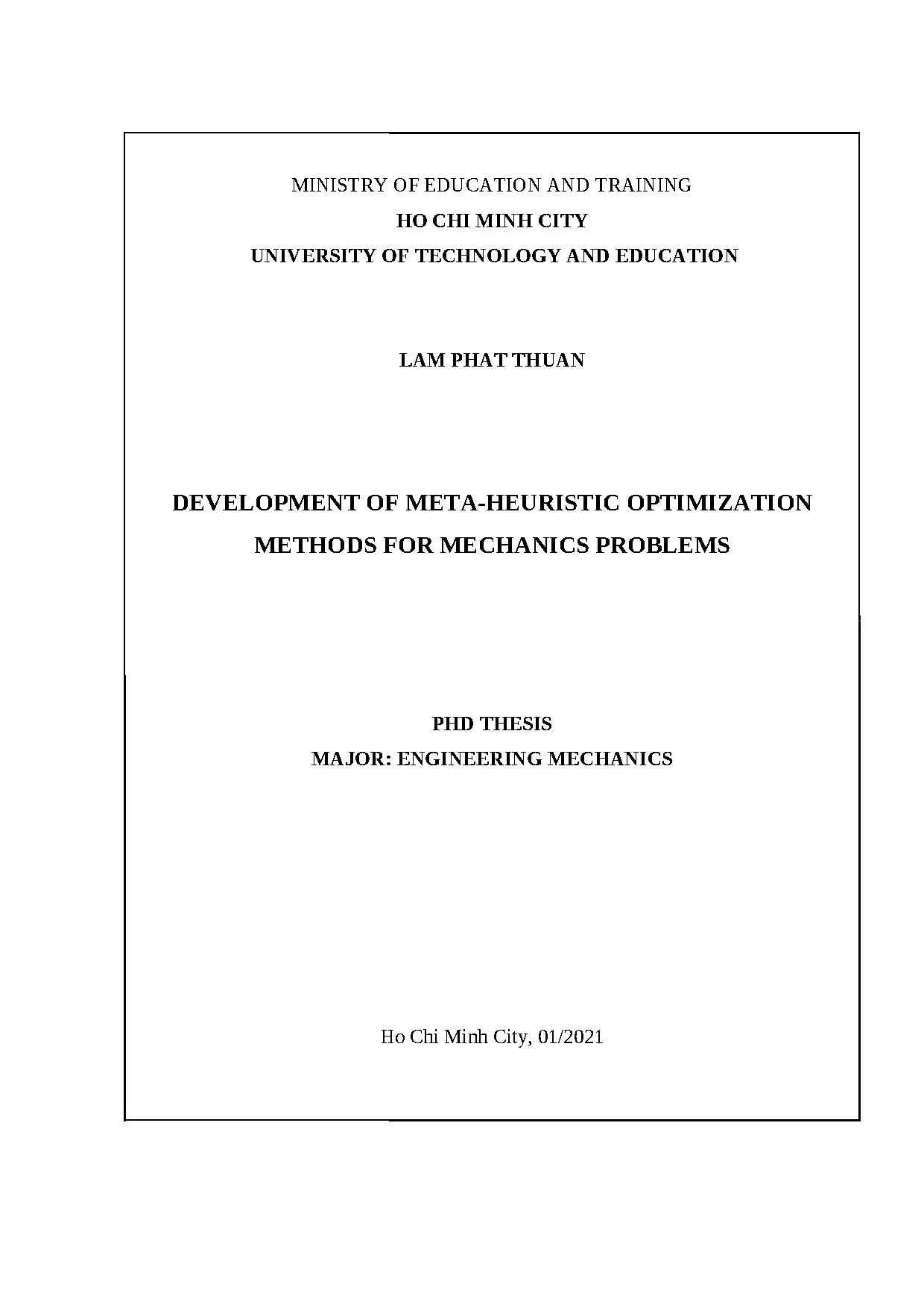 Phát triển tối ưu hóa meta-heuristic cho bài toán cơ học