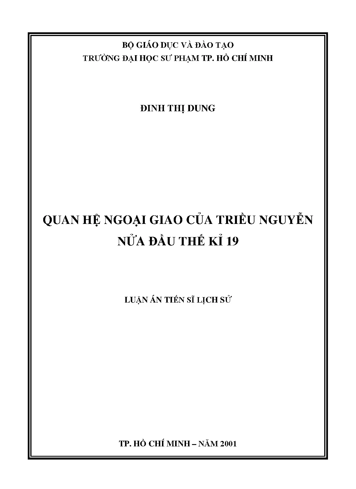 Quan hệ ngoại giao của Triều Nguyễn nửa đầu thế kỷ 19