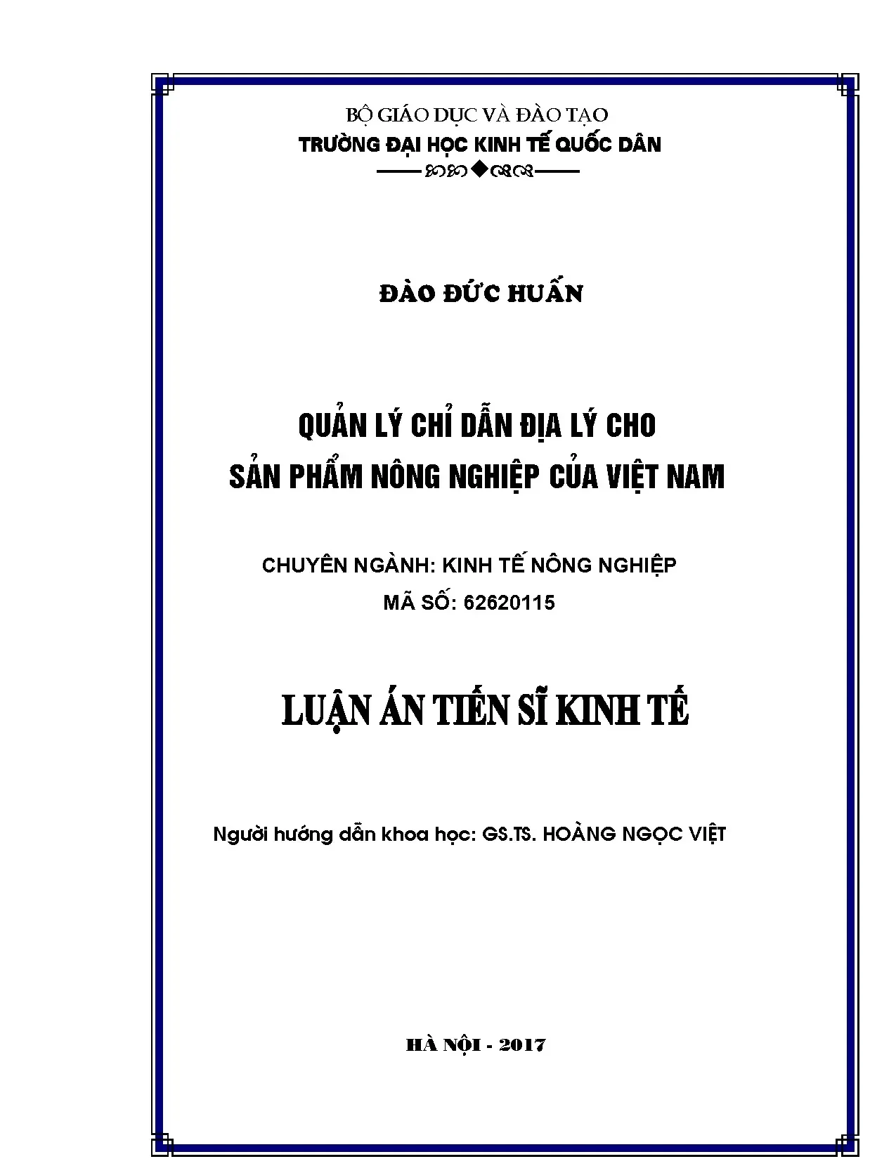 Quản lý chỉ dẫn địa lý cho sản phẩm nông nghiệp Việt Nam
