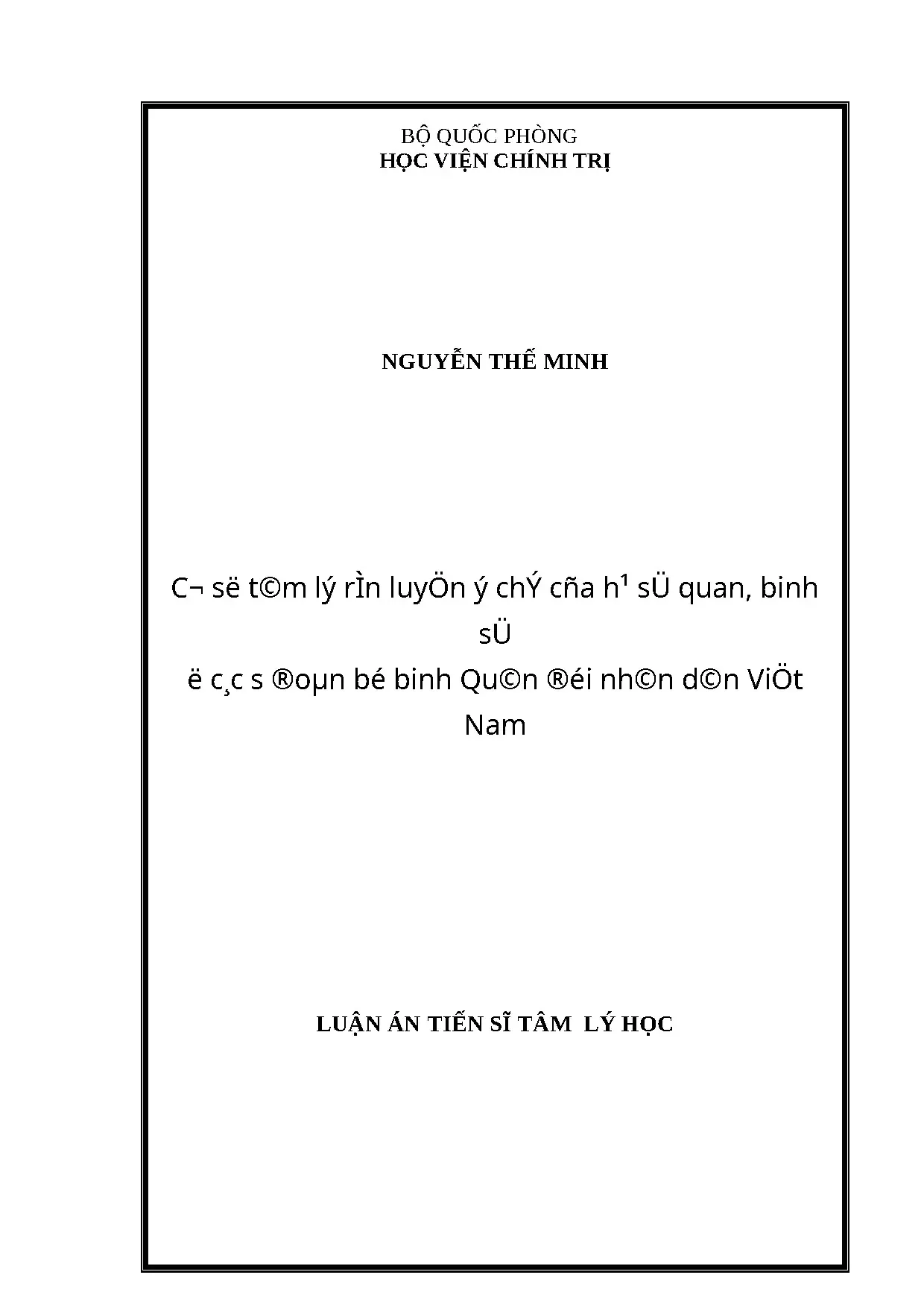 Cơ sở tâm lý rèn luyện ý chí hạ sĩ quan binh sĩ QĐNDVN