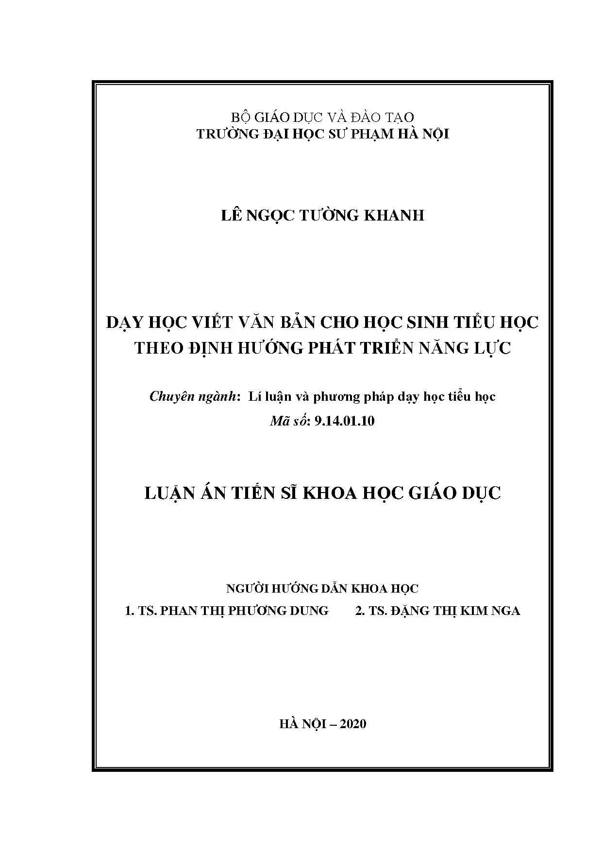 Dạy viết văn bản tiểu học phát triển năng lực - Luận án TS
