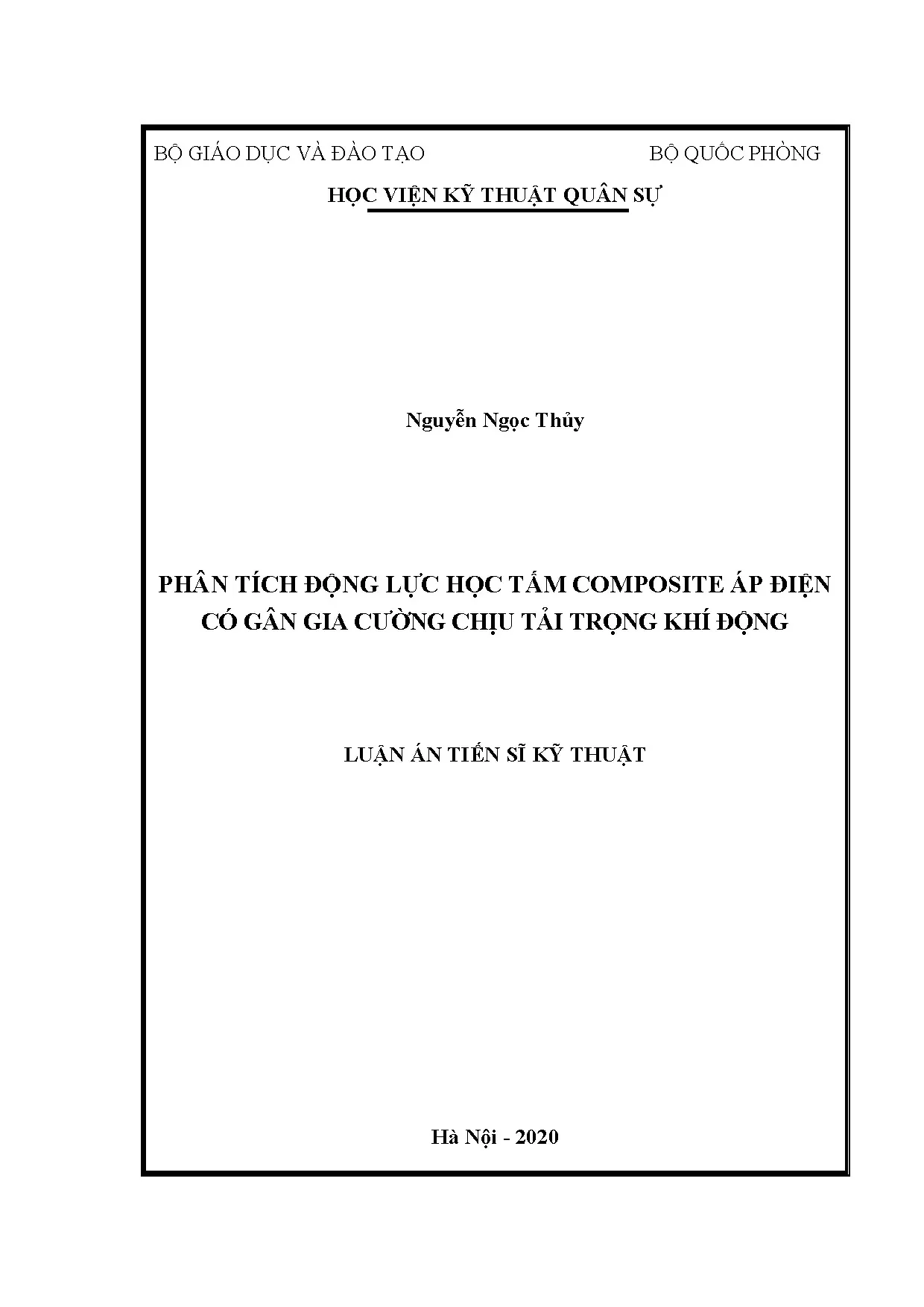 Phân tích động lực học tấm composite áp điện có gân gia cường