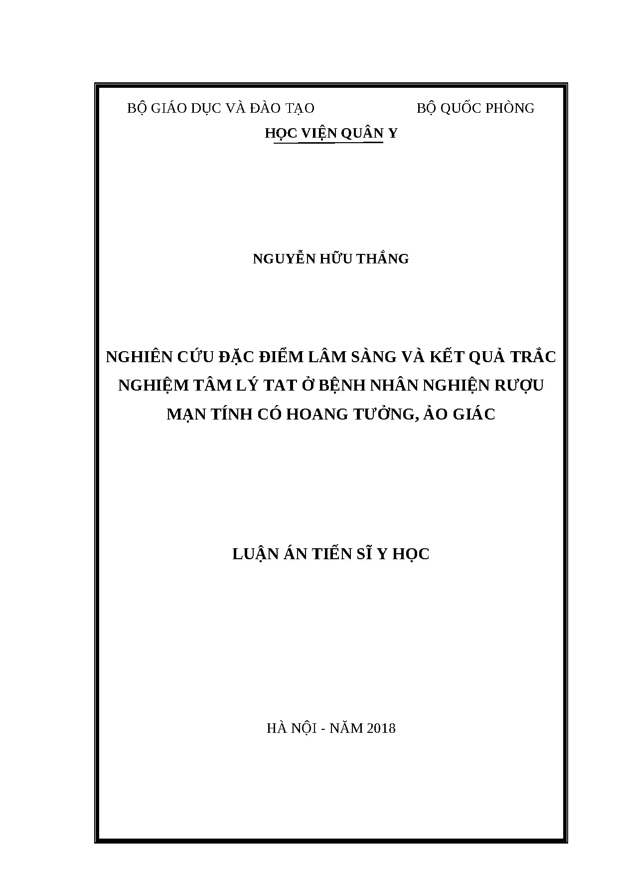 Nghiên cứu lâm sàng & TAT ở bệnh nhân nghiện rượu mạn tính