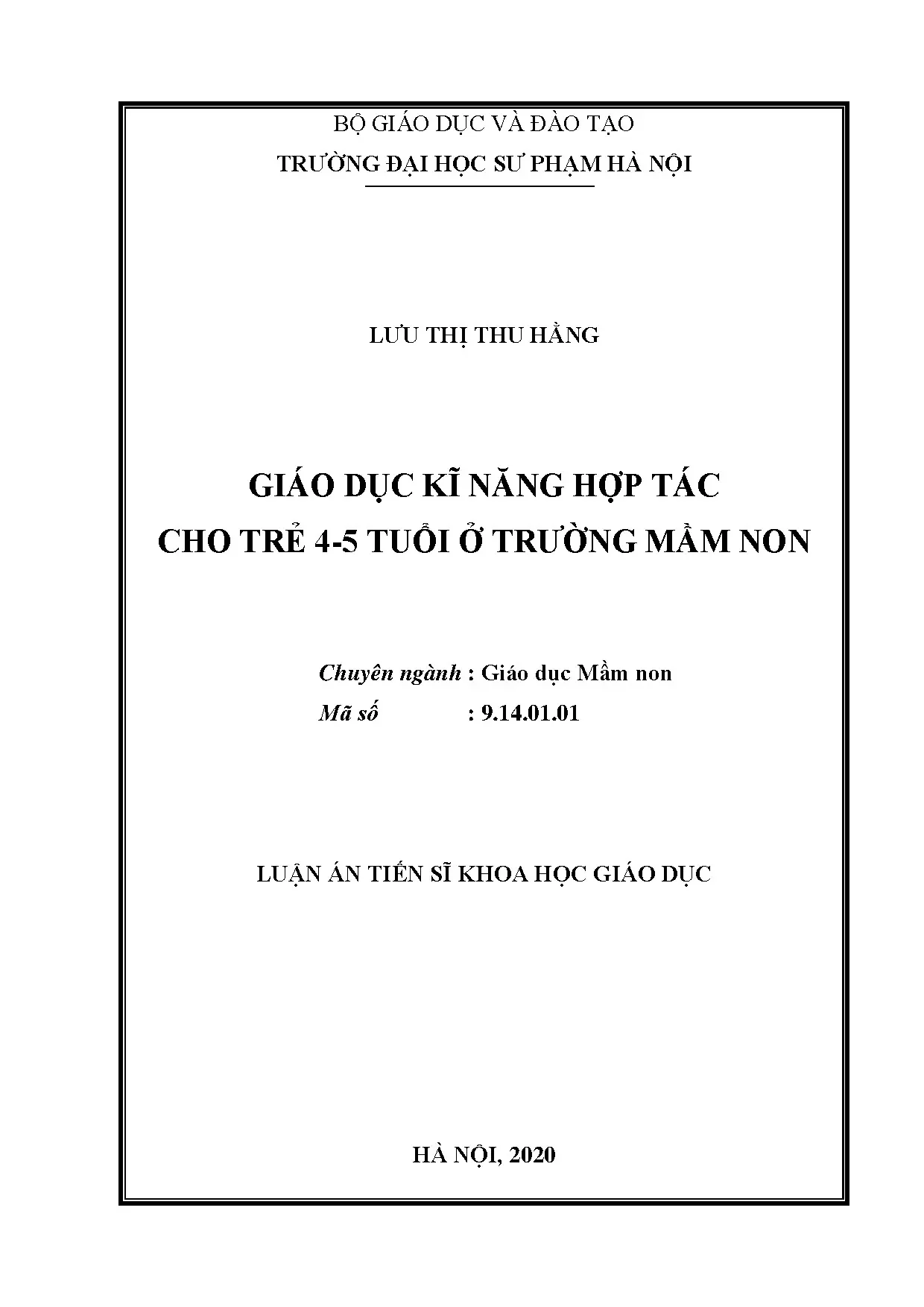 Giáo dục kĩ năng hợp tác trẻ 4-5 tuổi tại trường mầm non