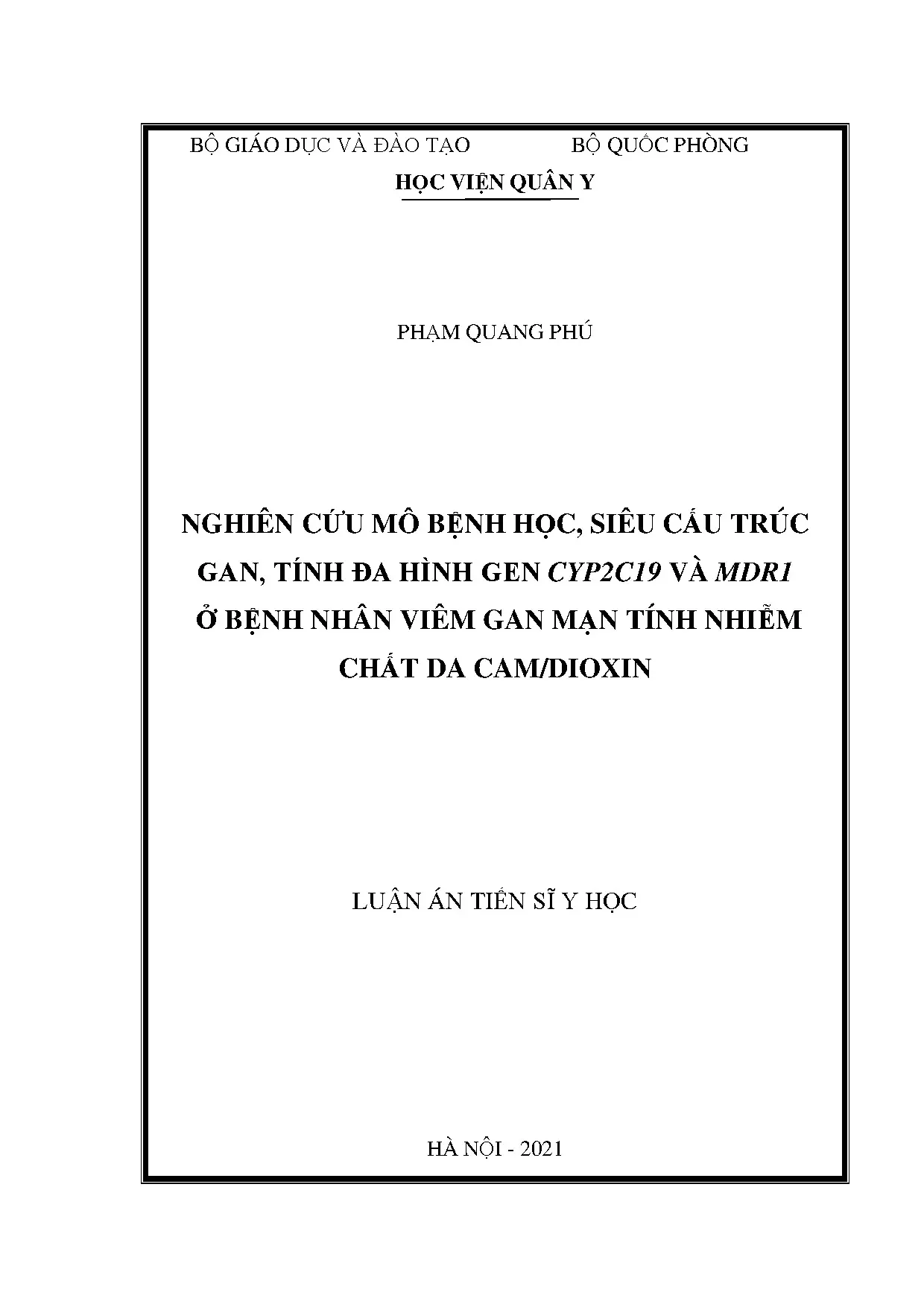Gan, gen CYP2C19/MDR1, viêm gan mạn do dioxin
