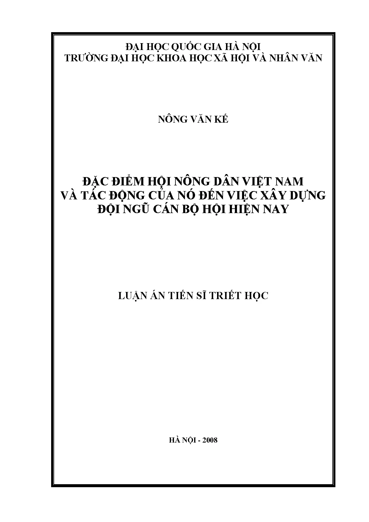 Luận văn thạc sĩ đặc điểm hội nông dân việt nam và tác động