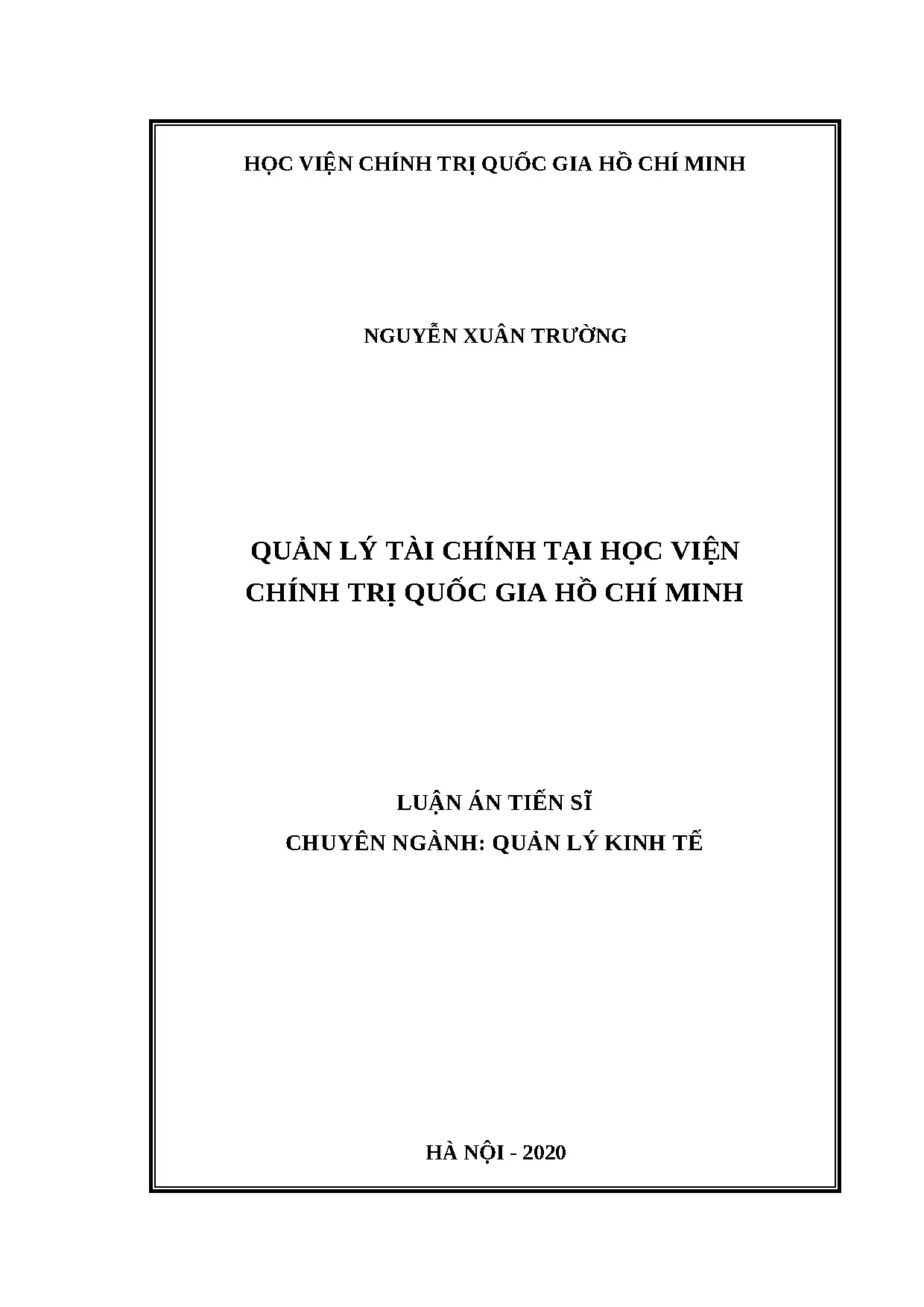 Luận án Quản lý Tài chính Học viện Chính trị Quốc gia Hồ Chí Minh