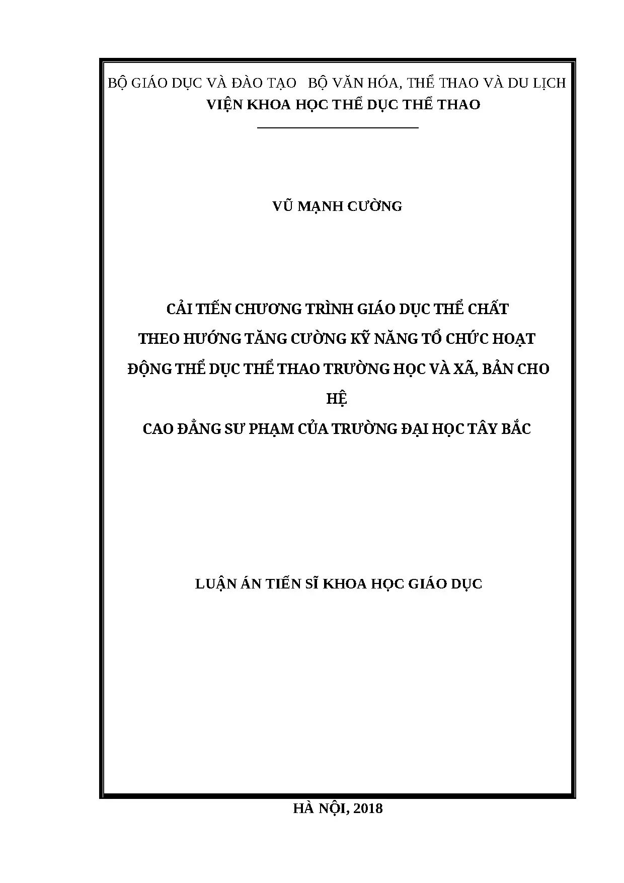 Luận án tiến sĩ khoa học giáo dục cải tiến chương trình giáo