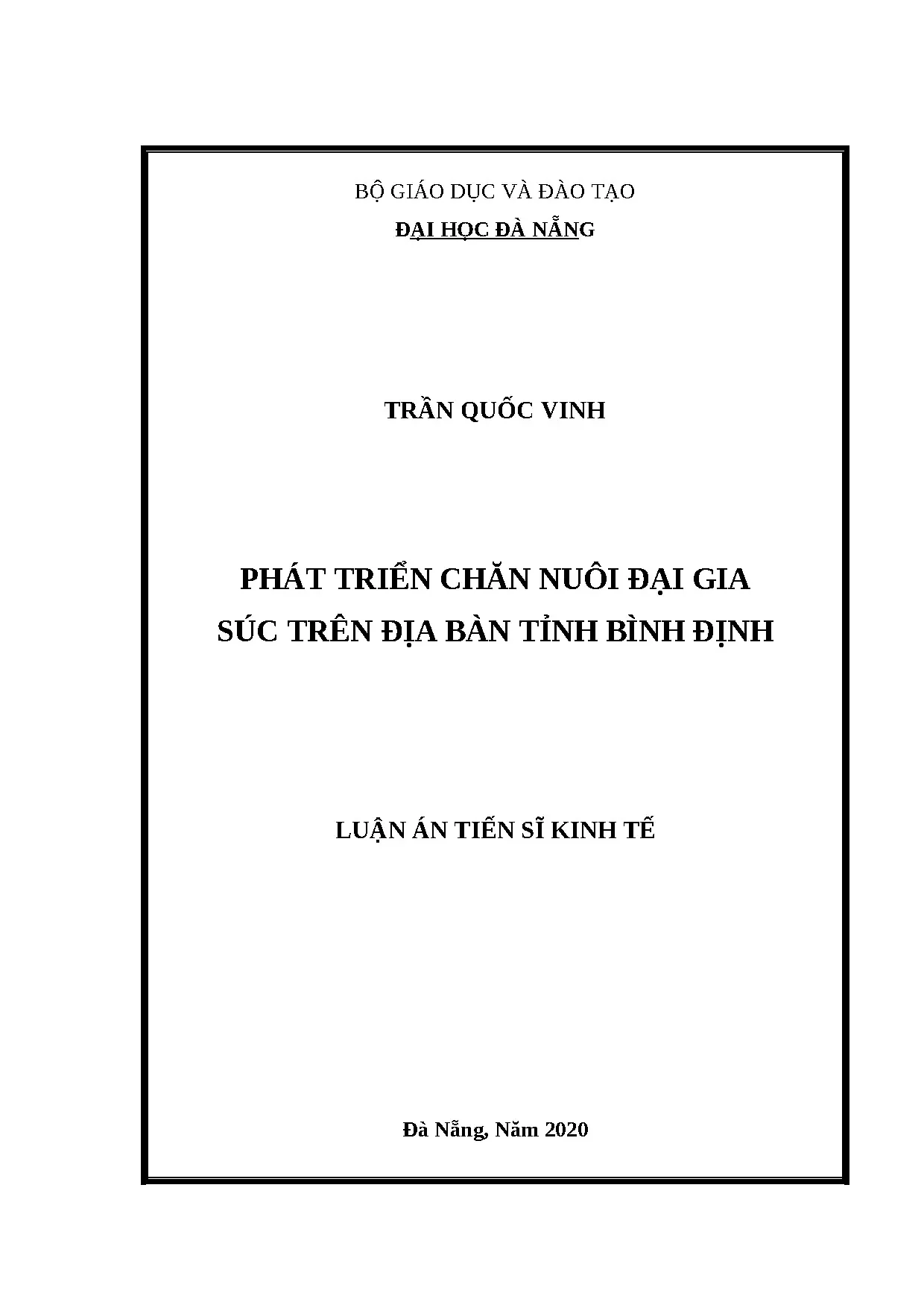 Luận án phát triển chăn nuôi đại gia súc tại Bình Định