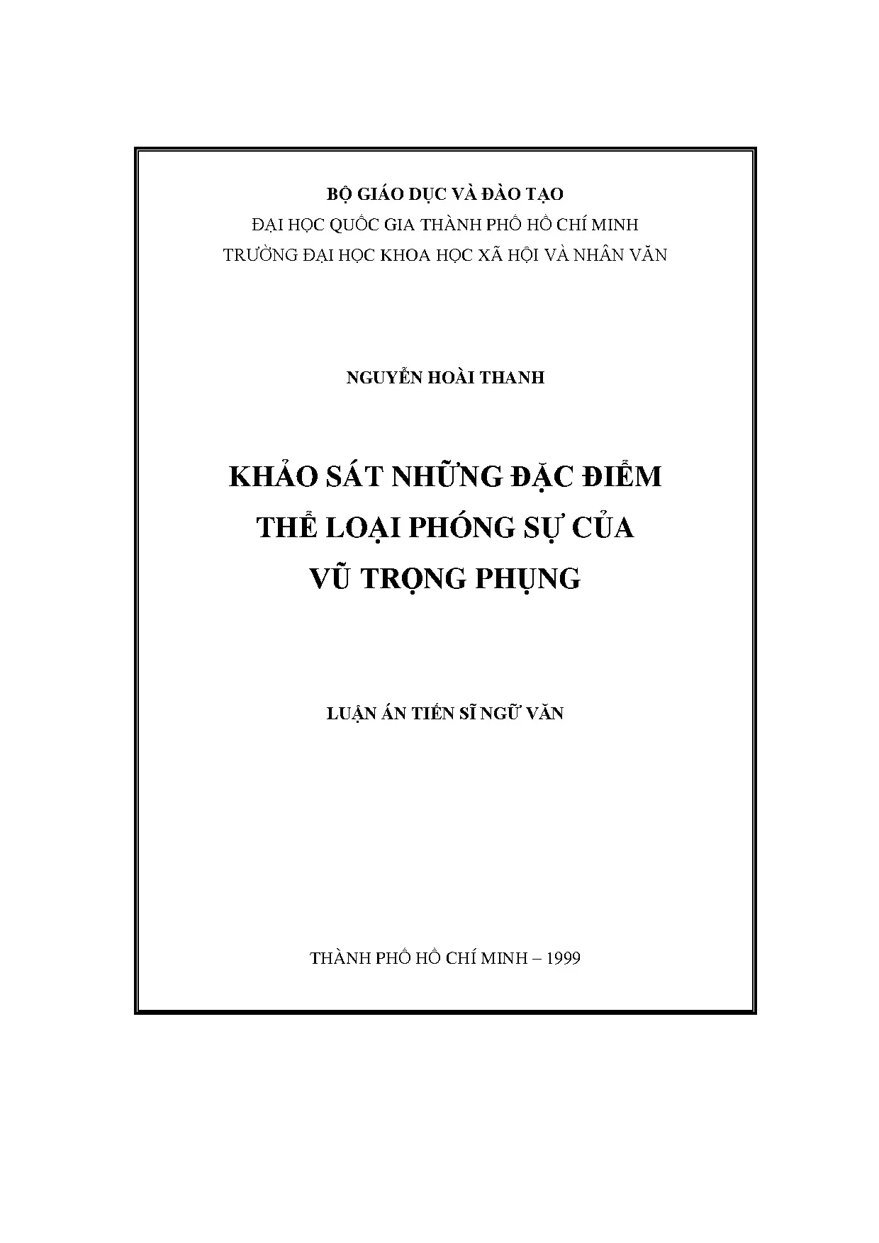 Khảo sát những đặc điểm thể loại phóng sự của vũ trọng phụng