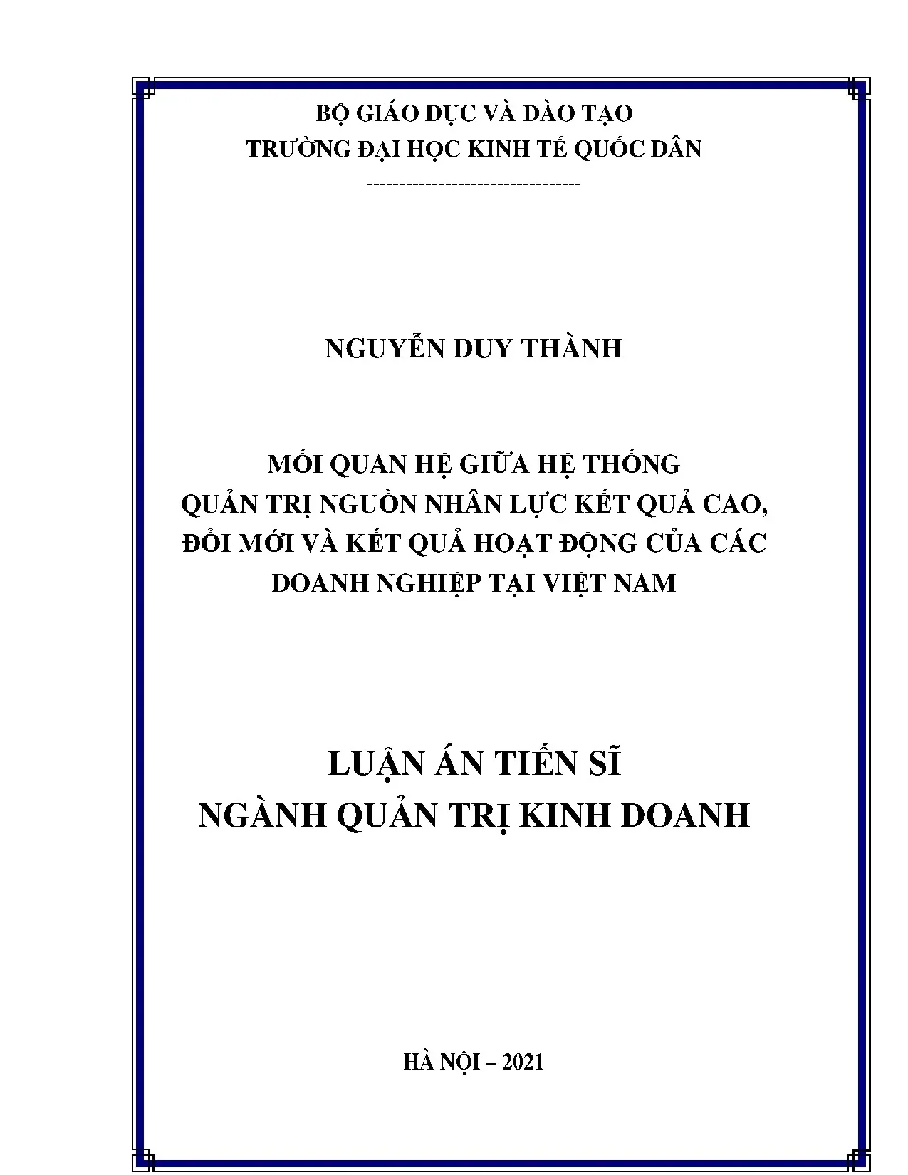 Luận án tiến sĩ quản trị kinh doanh mối quan hệ giữa hệ thốn