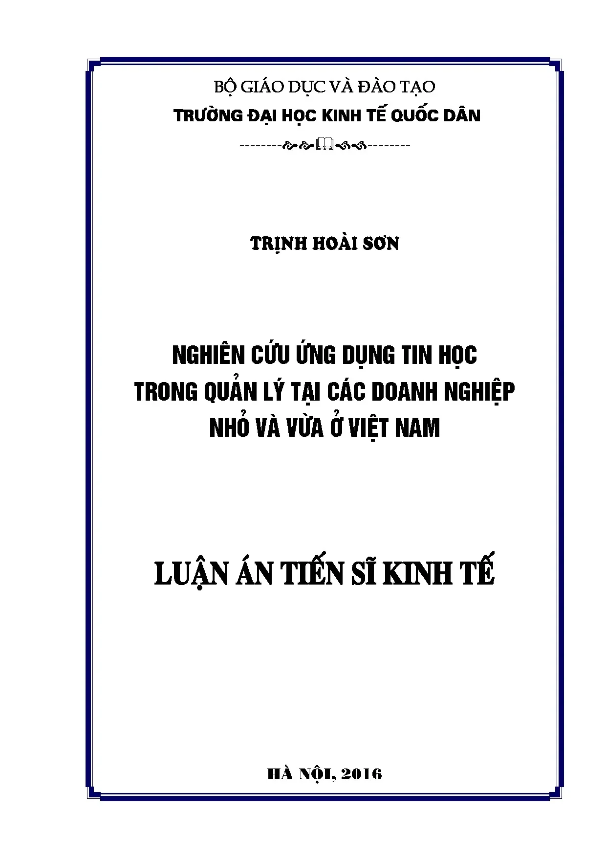 Luận án tiến sĩ nghiên cứu ứng dụng tin học trong quản lý tạ