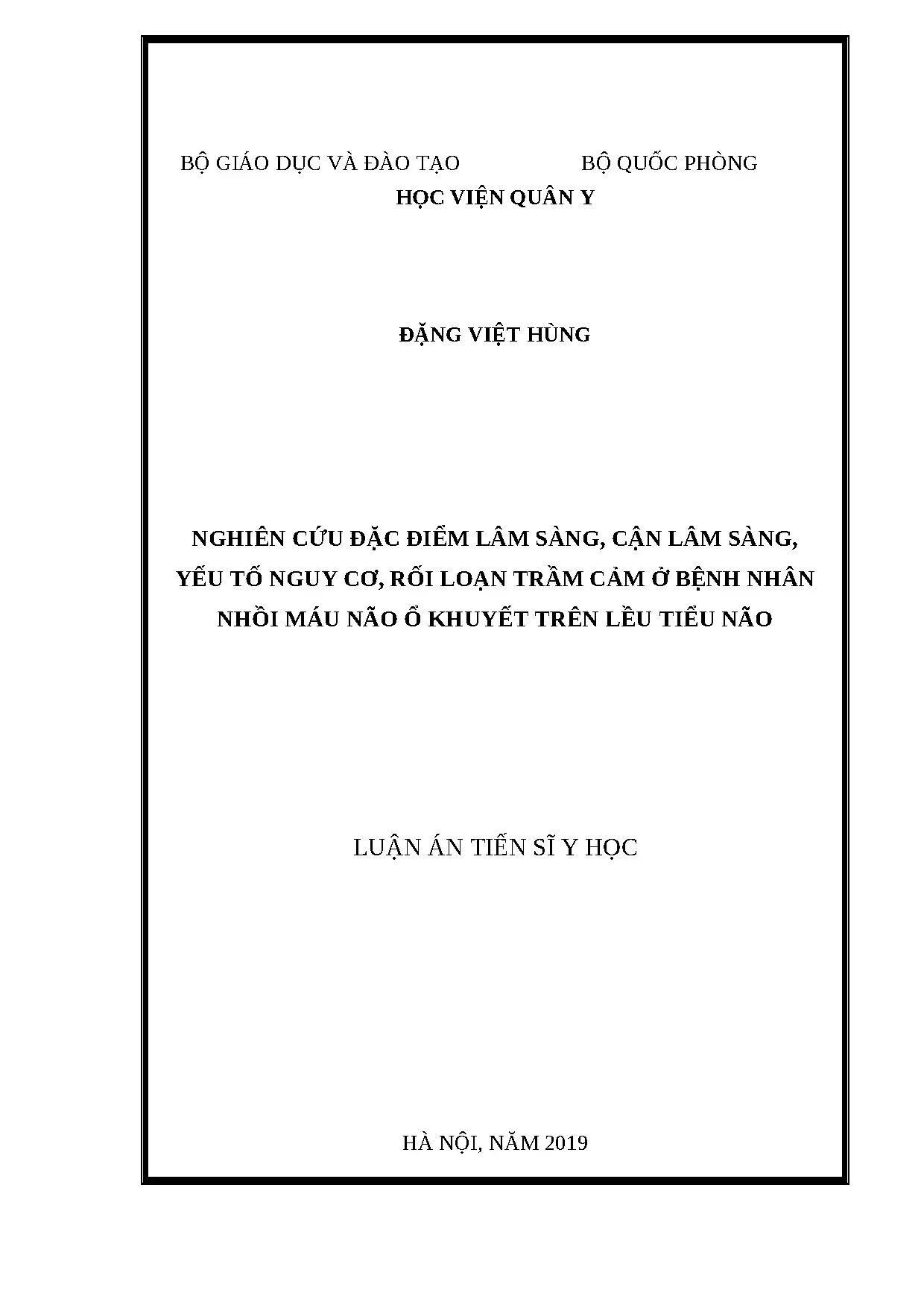 Nghiên cứu trầm cảm, nhồi máu não ổ khuyết: Lâm sàng, Yếu tố