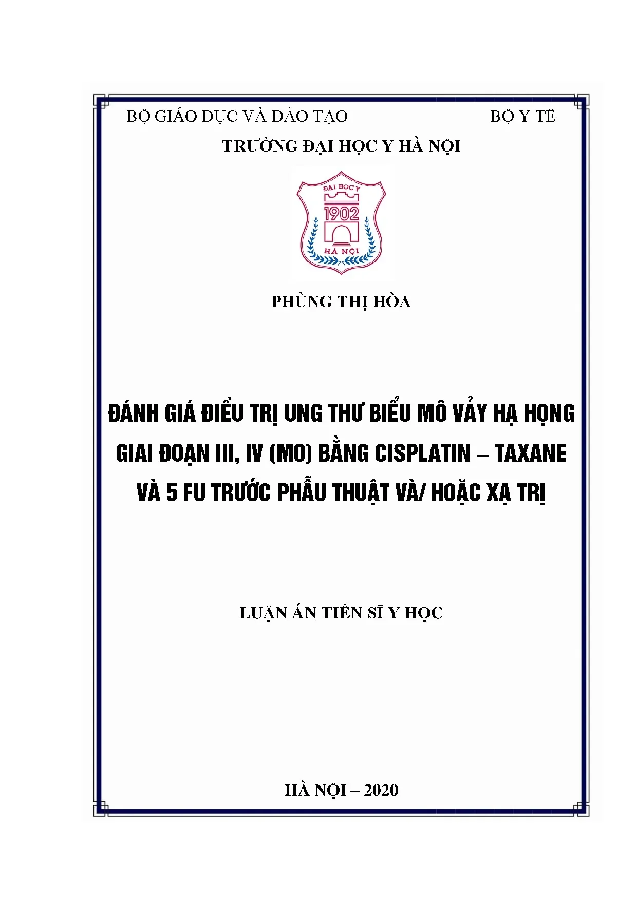 Đánh giá điều trị ung thư hạ họng GIII-IV bằng hóa trị