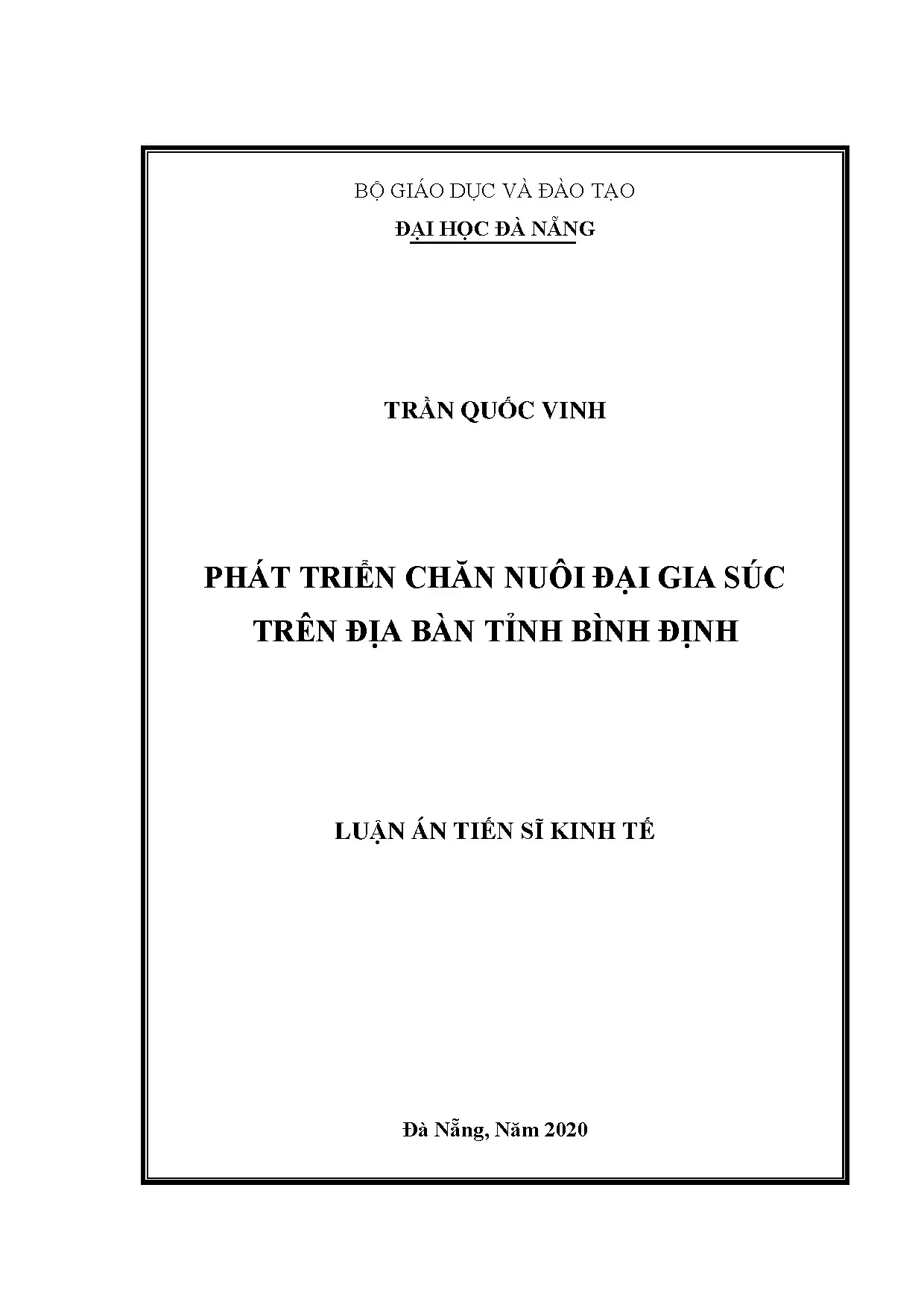 Luận án tiến sĩ kinh tế phát triển chăn nuôi đại gia súc trê