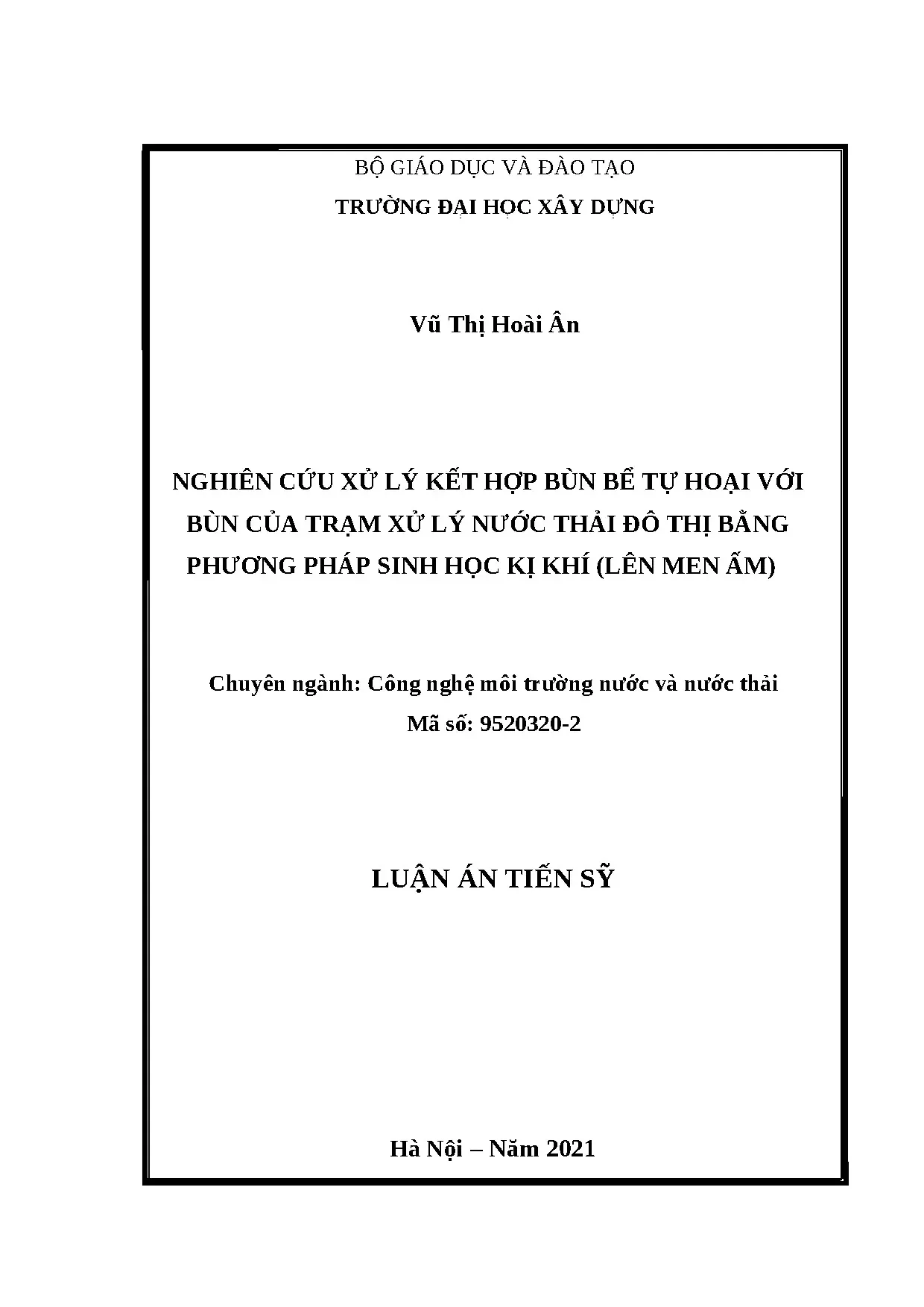 Xử lý bùn bể tự hoại & XLNT đô thị bằng sinh học kị khí