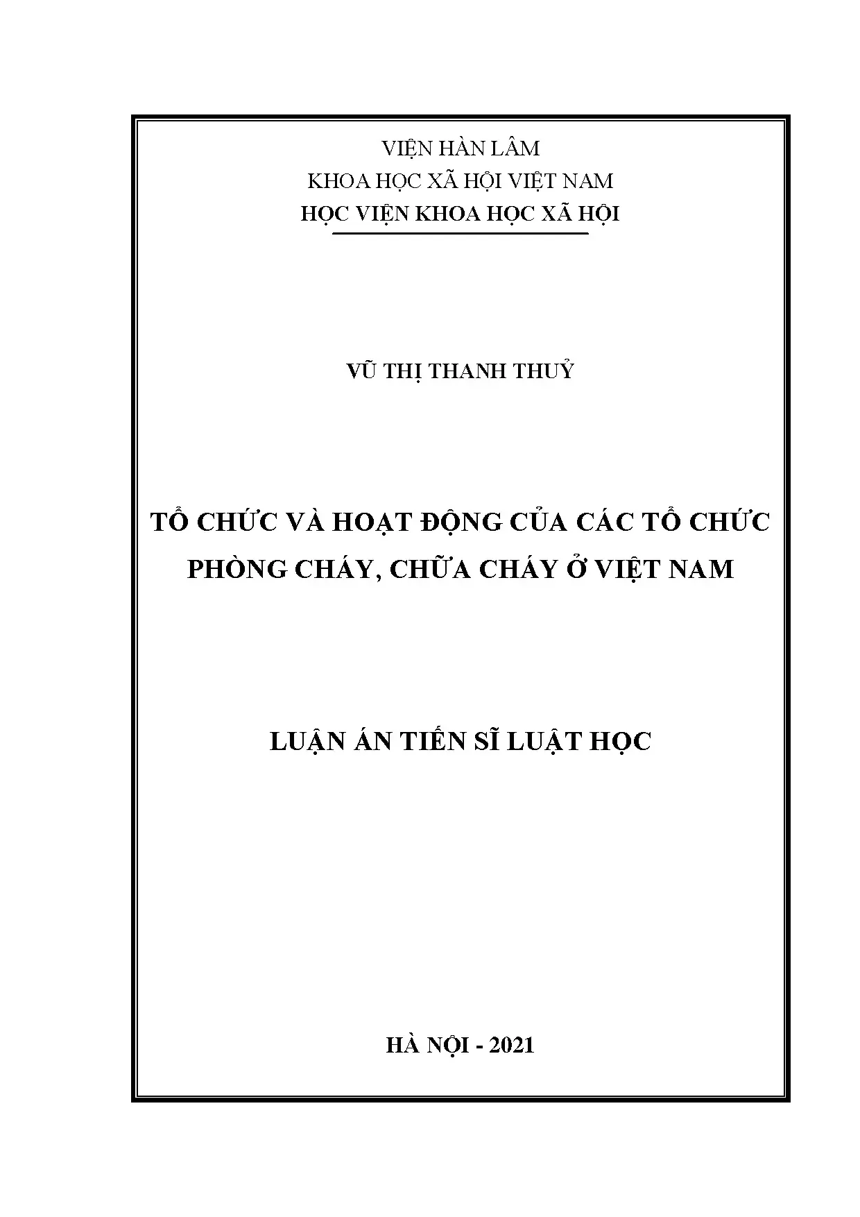 Tổ chức & hoạt động PCCC Việt Nam - Luận án Tiến sĩ Luật