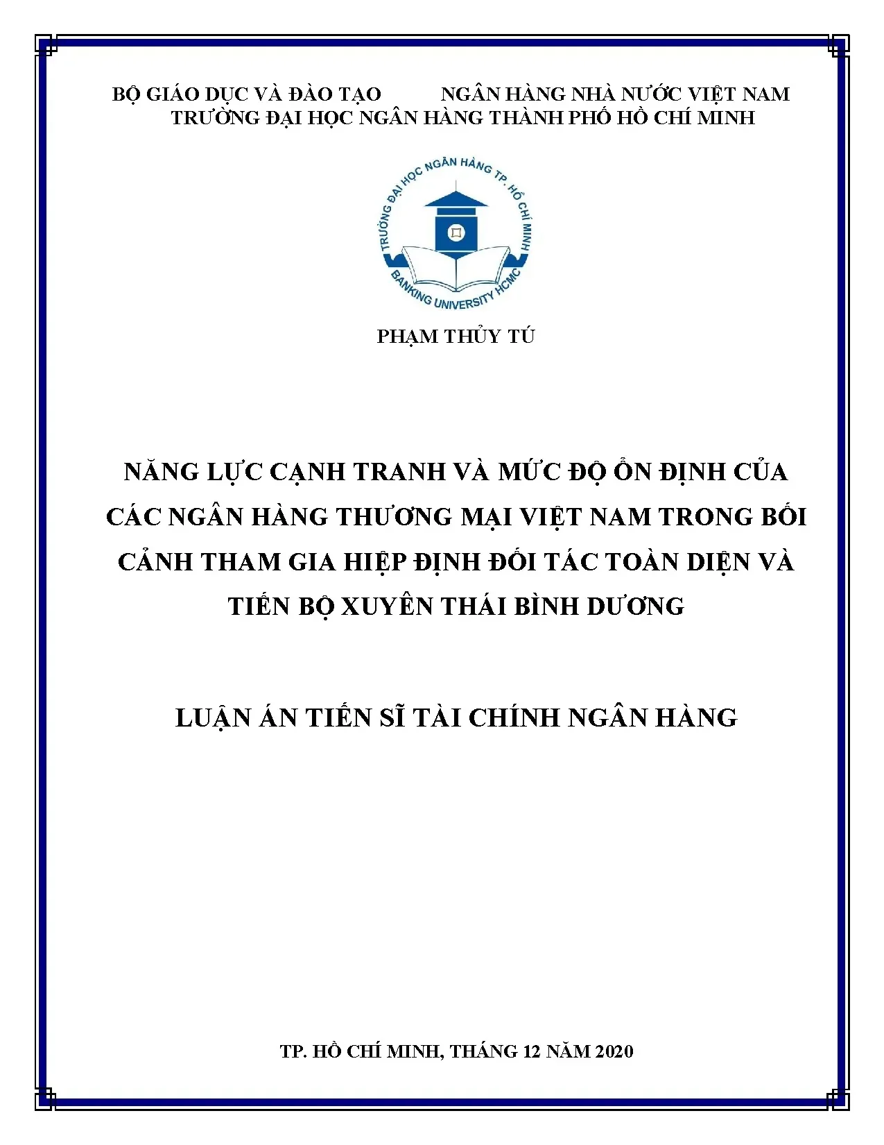 Luận án tiến sĩ năng lực cạnh tranh và mức độ ổn định của cá