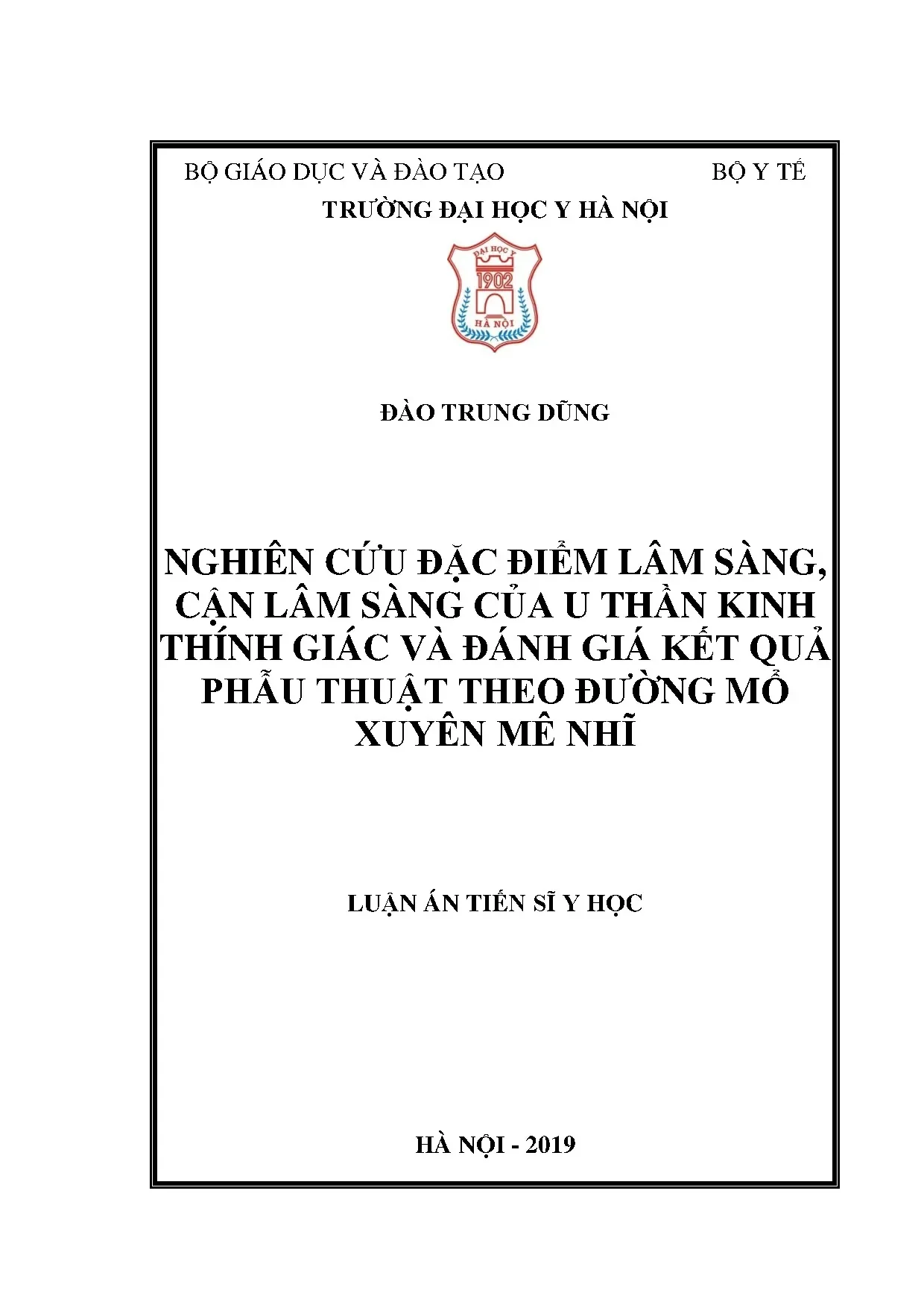U thần kinh thính giác: Đặc điểm lâm sàng và kết quả phẫu thuật