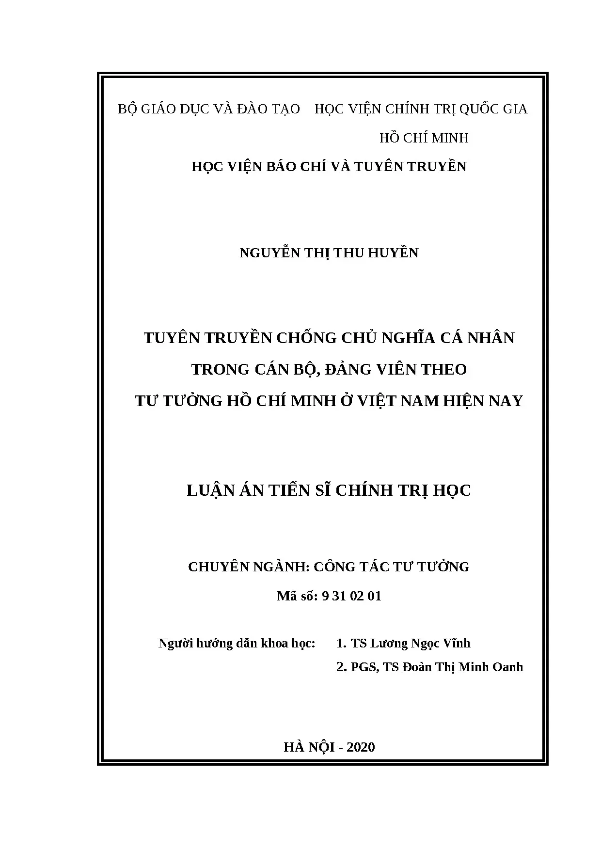Tuyên truyền chống chủ nghĩa cá nhân cán bộ, đảng viên theo tư tưởng HCM