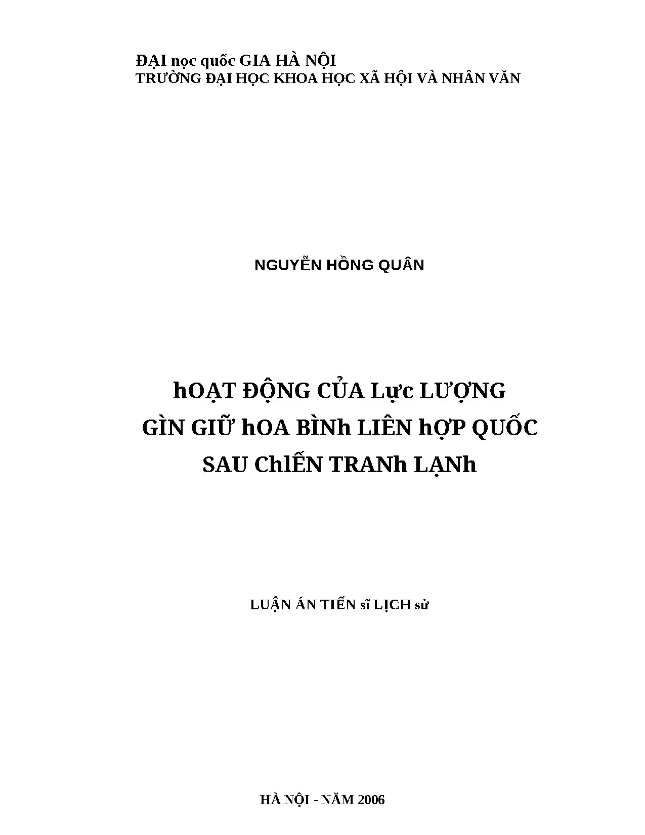 Hoạt động gìn giữ hòa bình LHQ sau Chiến tranh lạnh