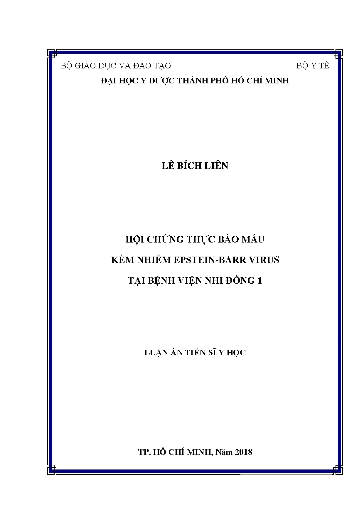 Luận án TBM-EBV tại Nhi Đồng 1: Đặc điểm, Điều trị, Tiên lượng