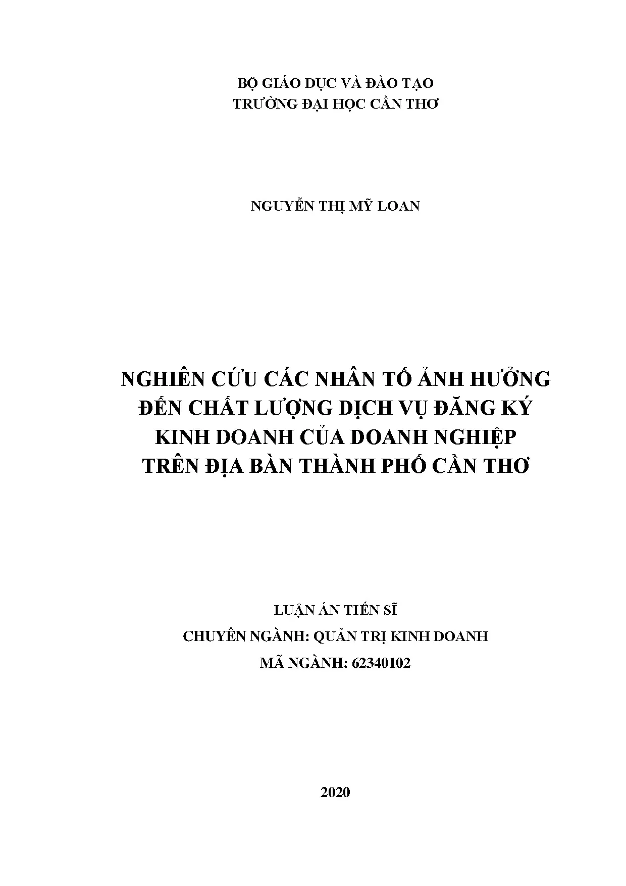 Luận án tiến sĩ quản trị kinh doanh nghiên cứu các nhân tố ả
