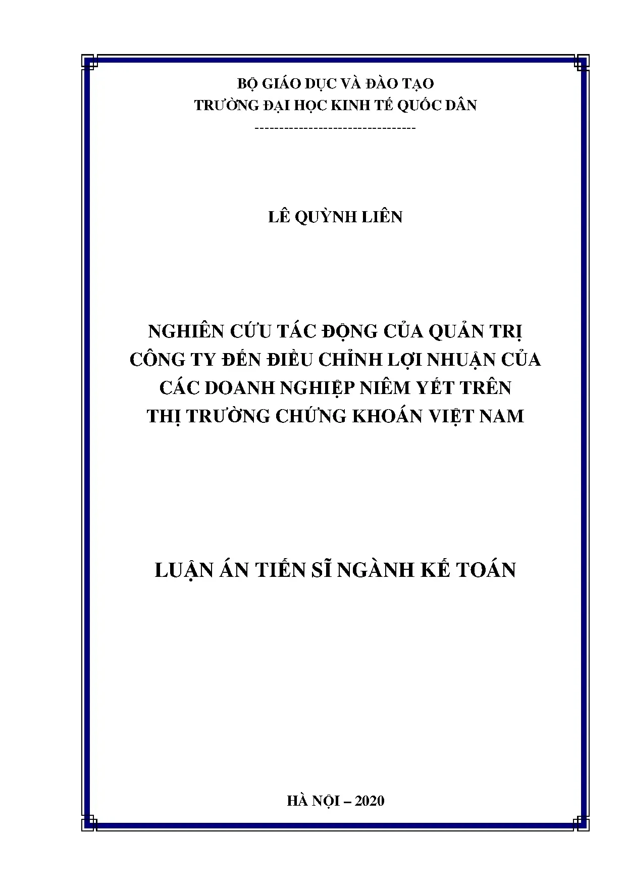 Luận án tiến sĩ nghiên cứu tác động của quản trị công ty đến