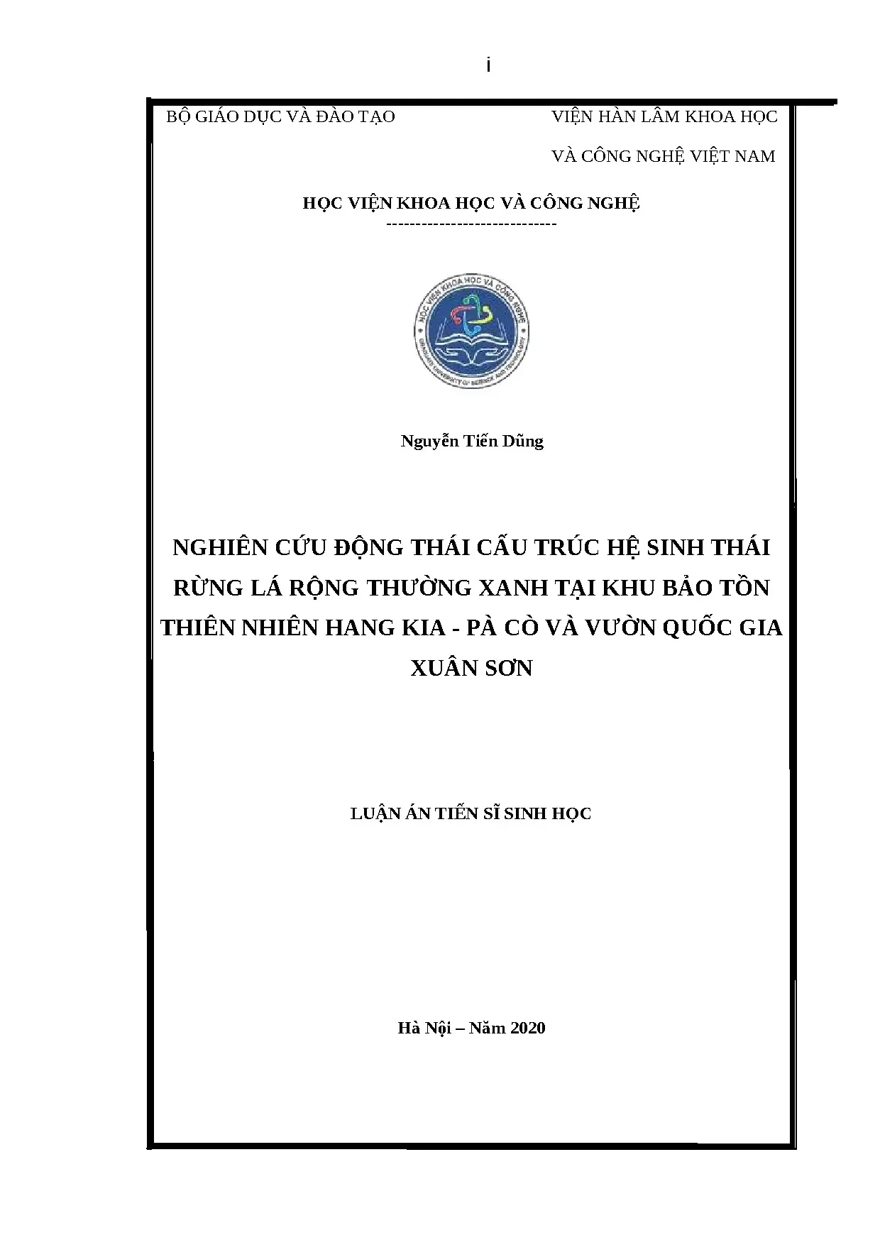 Động thái cấu trúc rừng lá rộng thường xanh Hang Kia, Xuân Sơn