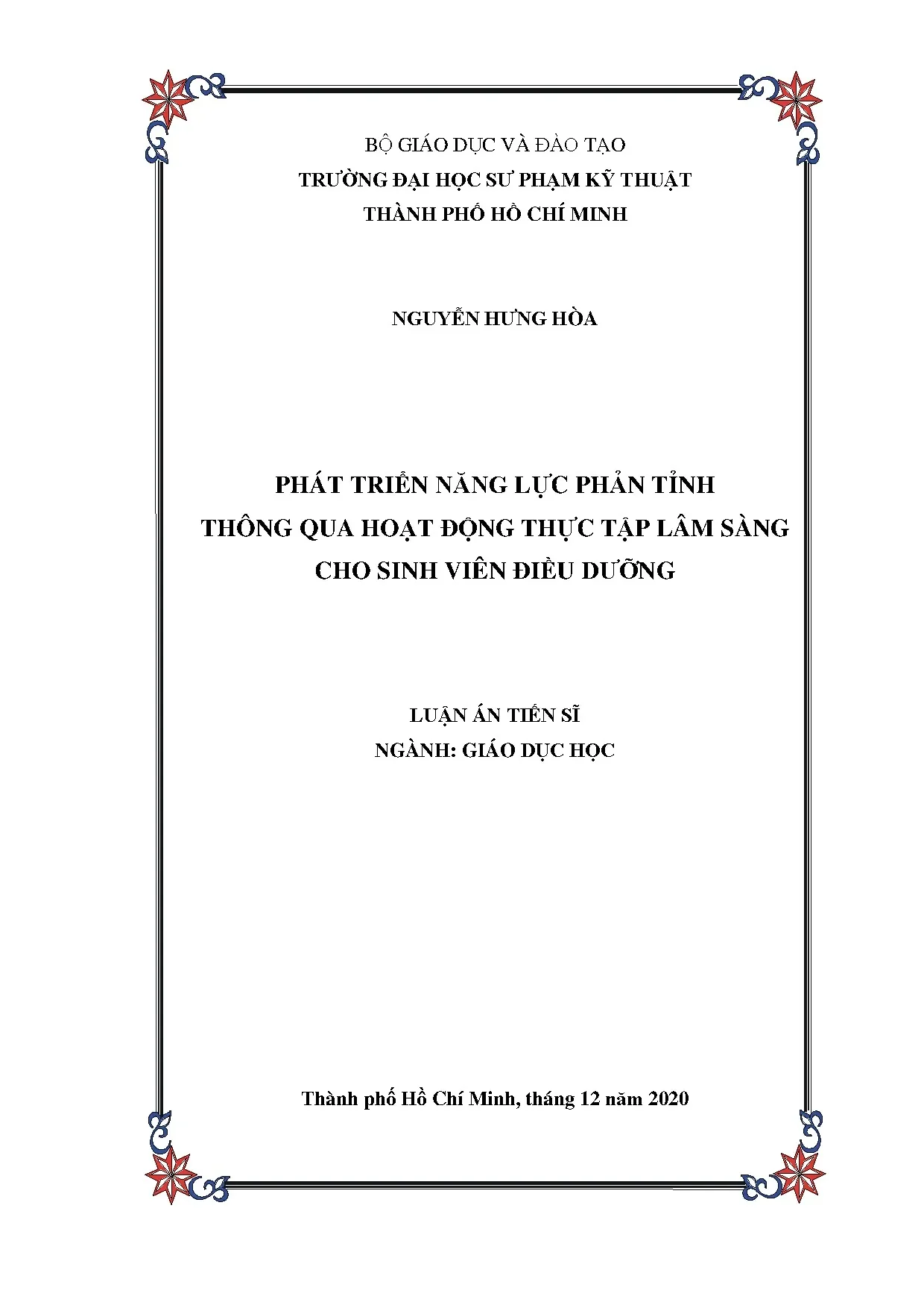 Phát triển năng lực phản tỉnh SV điều dưỡng thực tập lâm sàng
