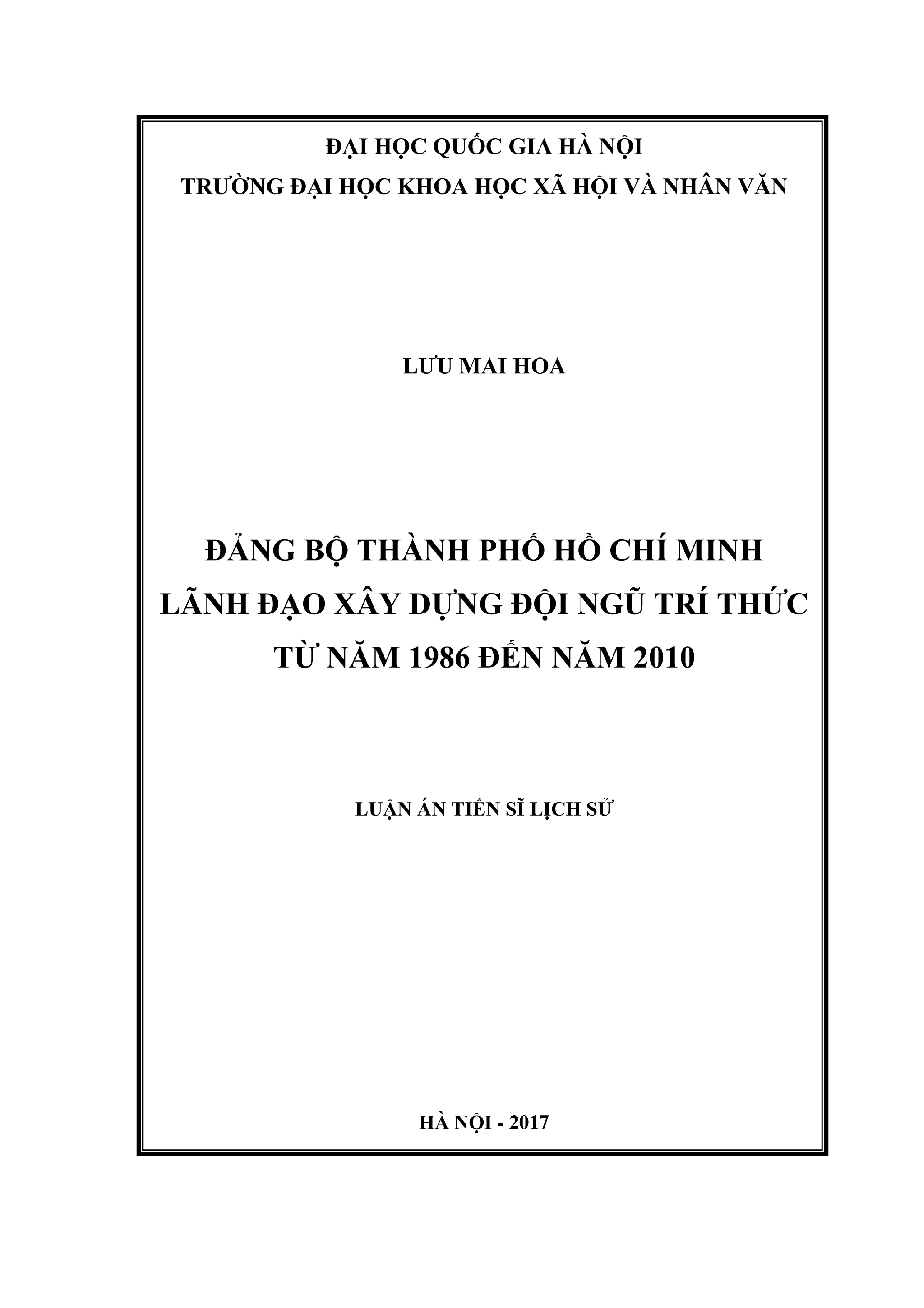 Luận án tiến sĩ đảng bộ thành phố hồ chí minh lãnh đạo xây d