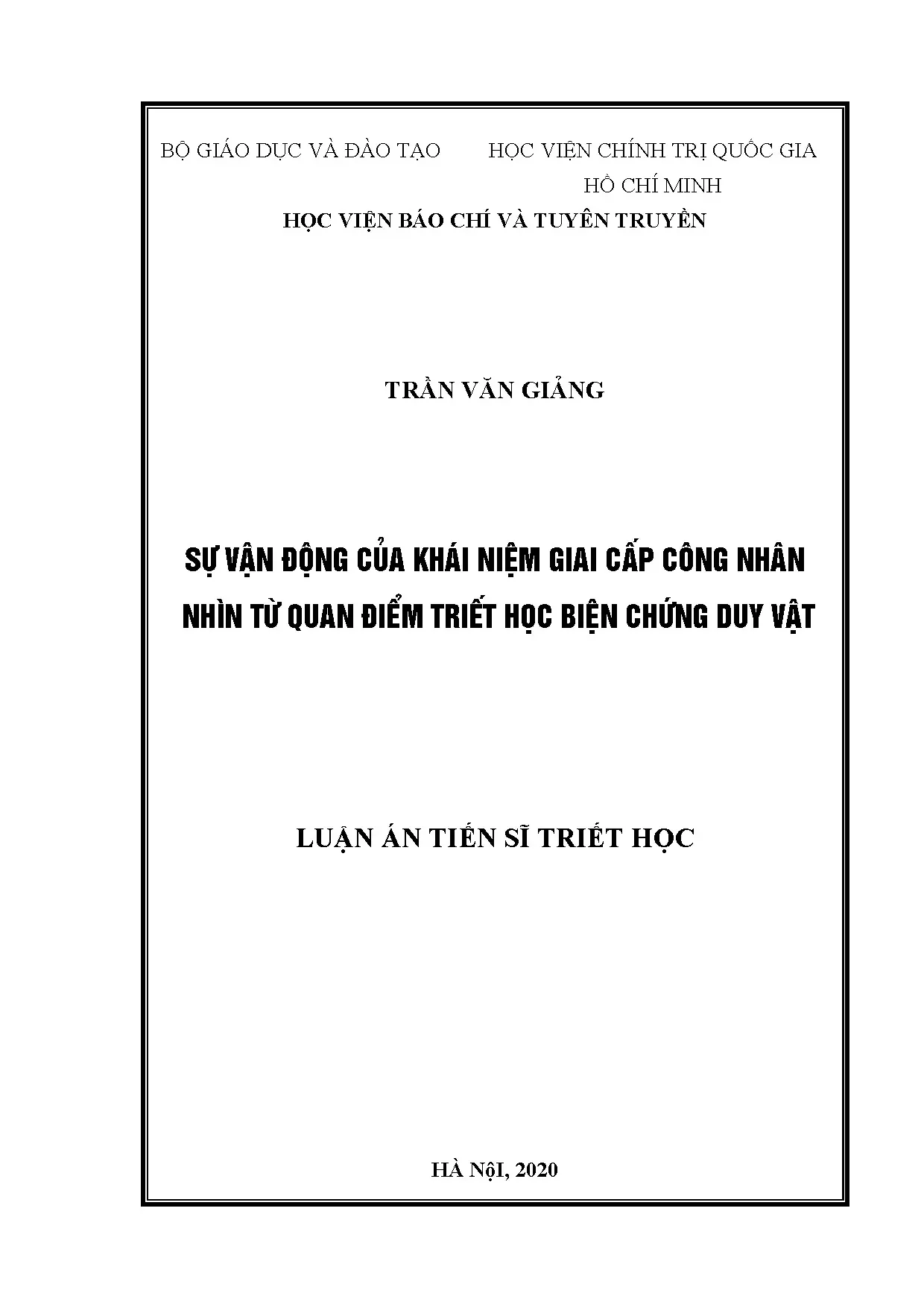 Luận án: Khái niệm GCCN theo triết học biện chứng duy vật
